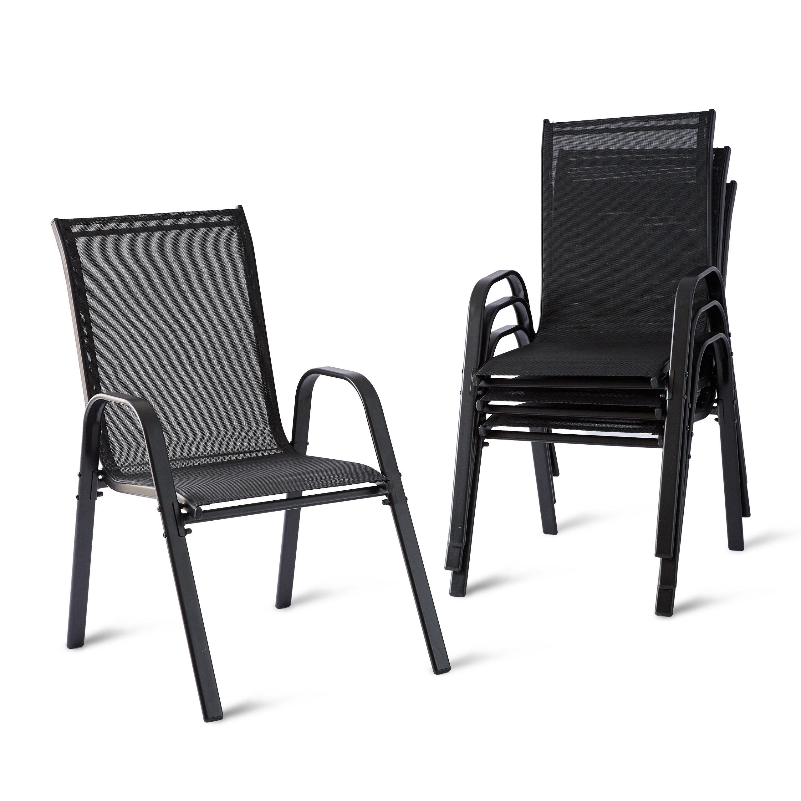 relaxdays Stapelstuhl Gartenstühle Hochlehner Set, 4er Pack