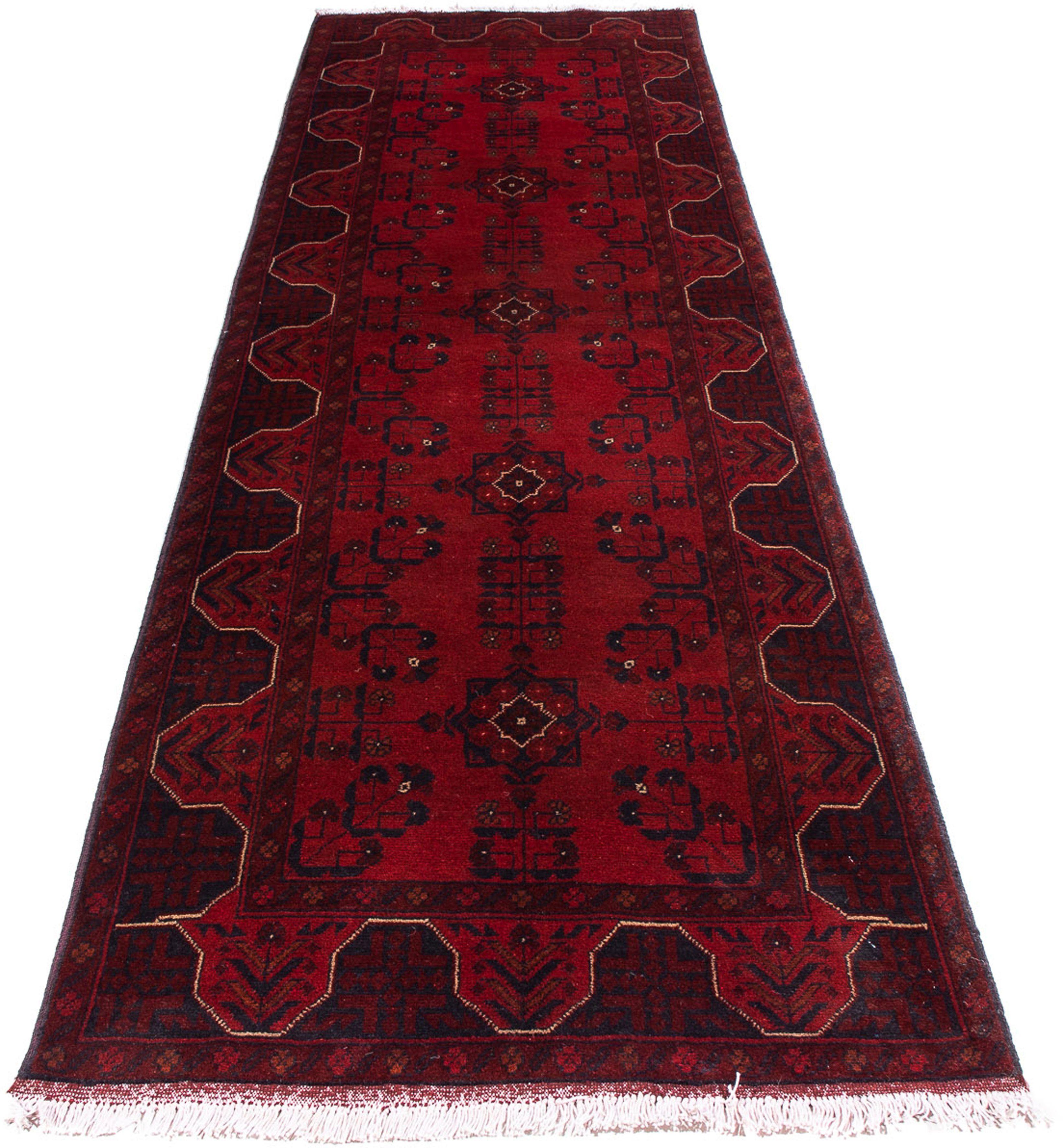 Orientteppich Afghan - Kunduz - 298 x 82 cm - dunkelrot, morgenland, rechteckig, Höhe: 7 mm, Wohnzimmer, Handgeknüpft, Einzelstück mit Zertifikat