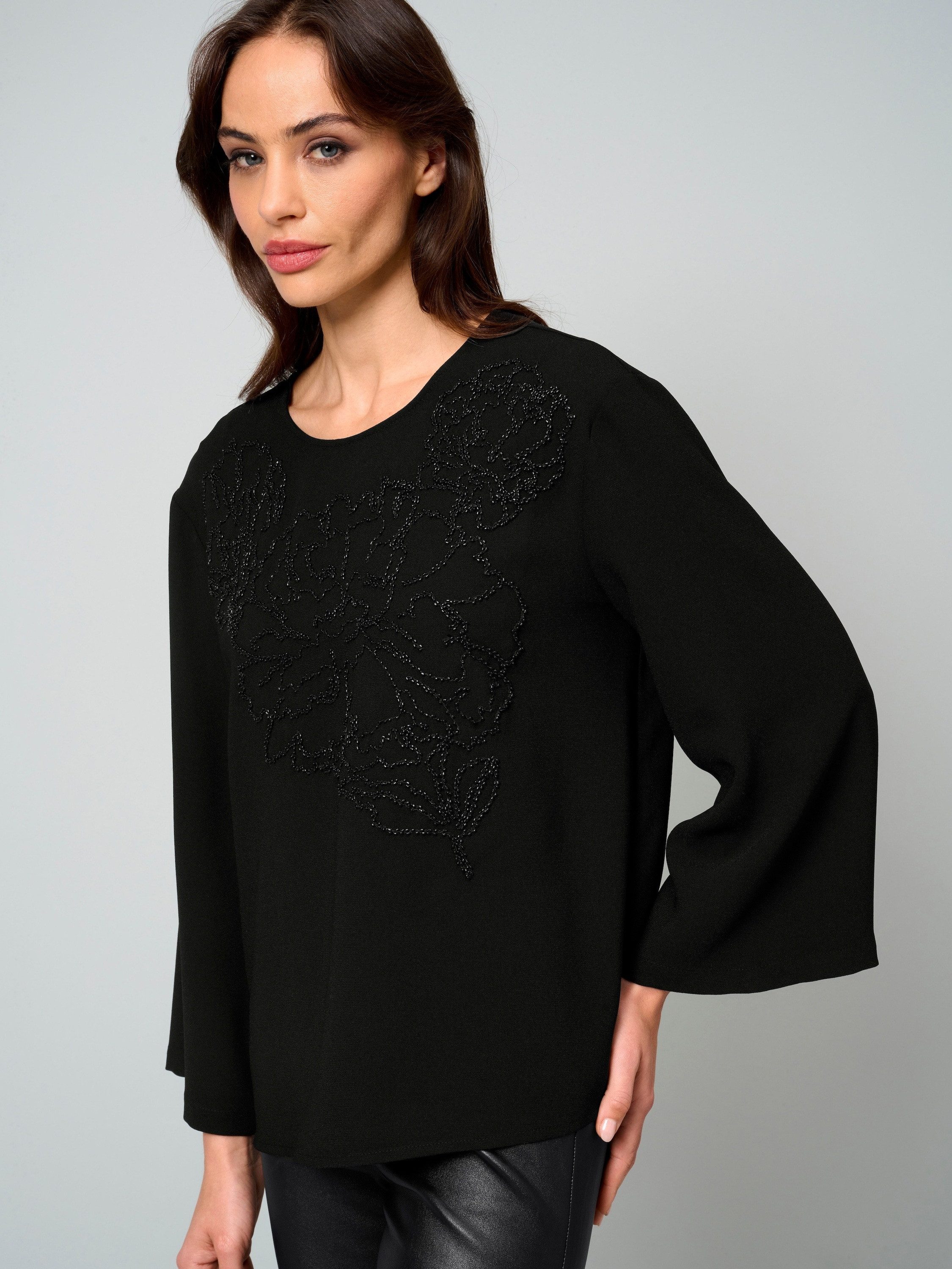 Alba Moda Schlupfbluse Bluse mit Perlenmotiv