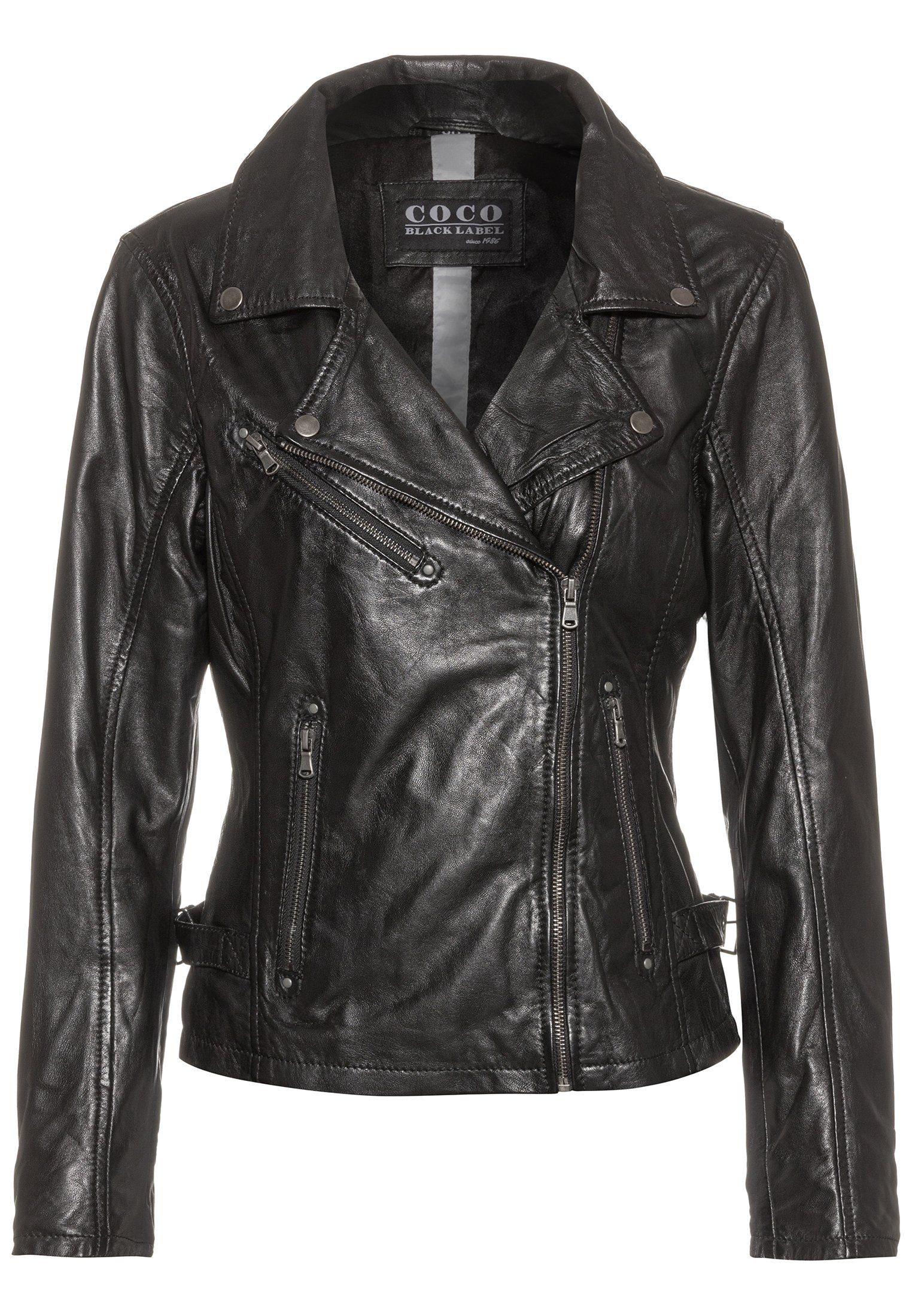 Schwarz im Style klassichen CBL Lederjacke Biker Lederjacke