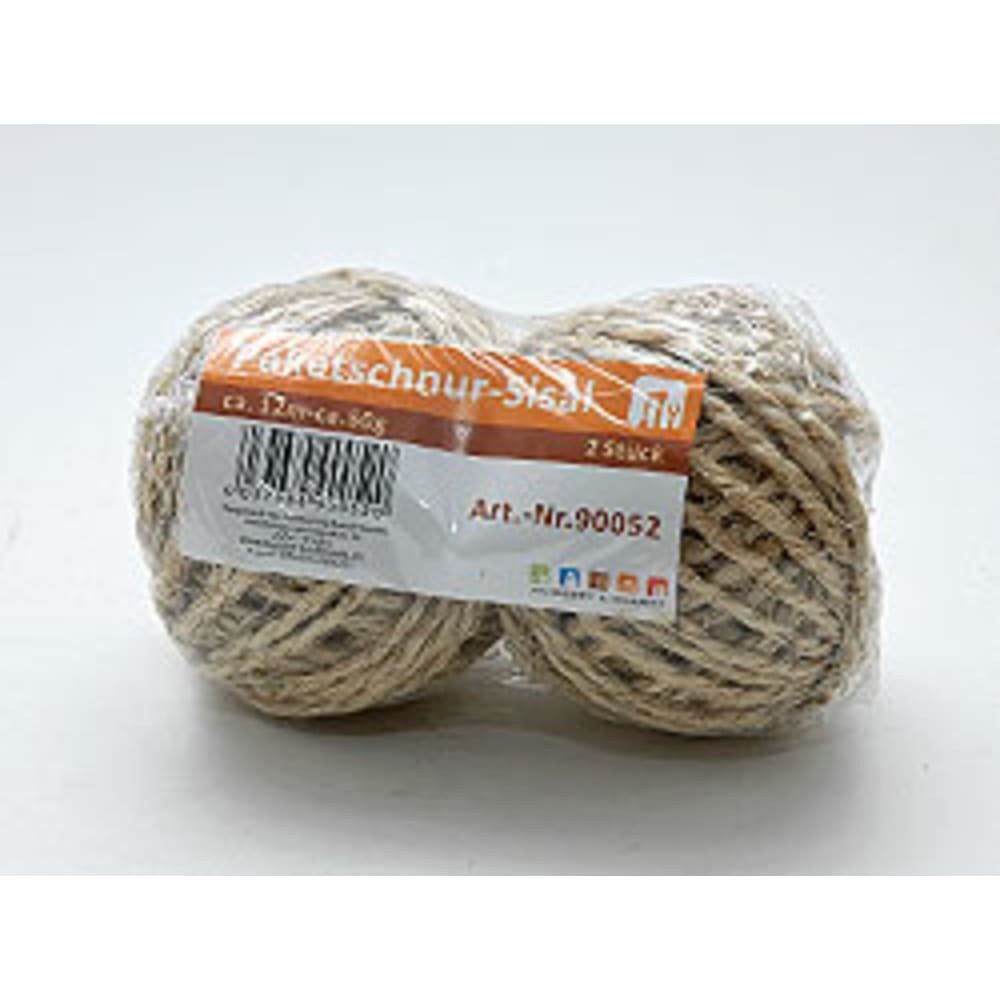 HundB Sisal Paketschnur 2er Pack, 2x50g, 2x12m, 2mm, Braun Pflanzschnur (Mehrteiliges Set, 2-tlg., 2-teilig), Bindfaden Schnur Seil Kordel Garn Faden Strick Twine Rope Cord Thread