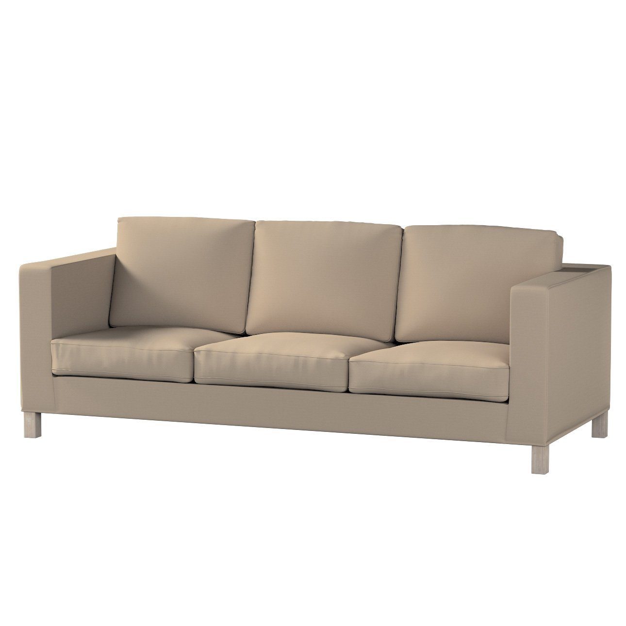 Sofahusse Karlanda 3-Sitzer Sofa nicht ausklappbar kurz, Cotton Panama, Dekoria grau-braun