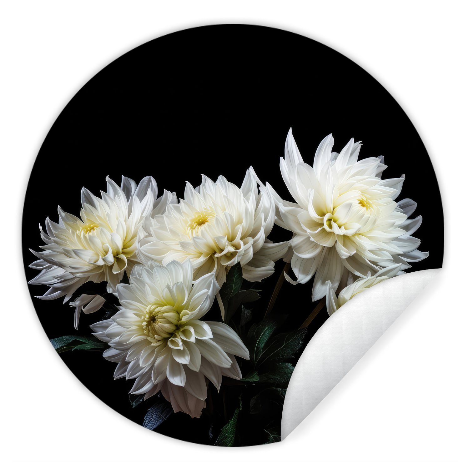 MuchoWow Wandsticker Blumen (1 - Rund, Wohnzimmer Weiß Kinderzimmer, - - Tapetenaufkleber, Chrysantheme Natur Tapetenkreis für St), - Botanisch