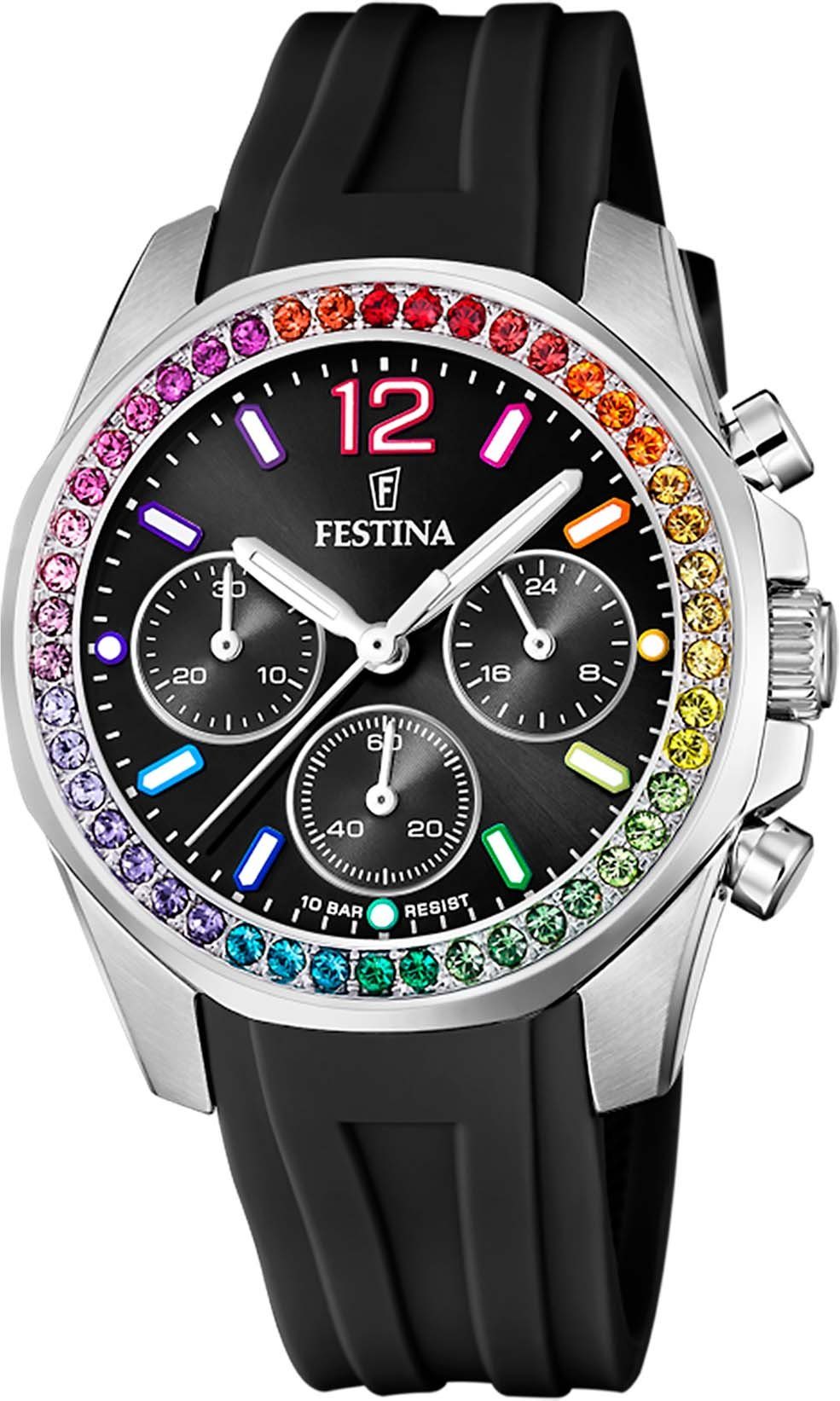 Festina Chronograph Boyfriend Collection F20610/3, Armbanduhr, Quarzuhr, Damenuhr, Stoppfunktion