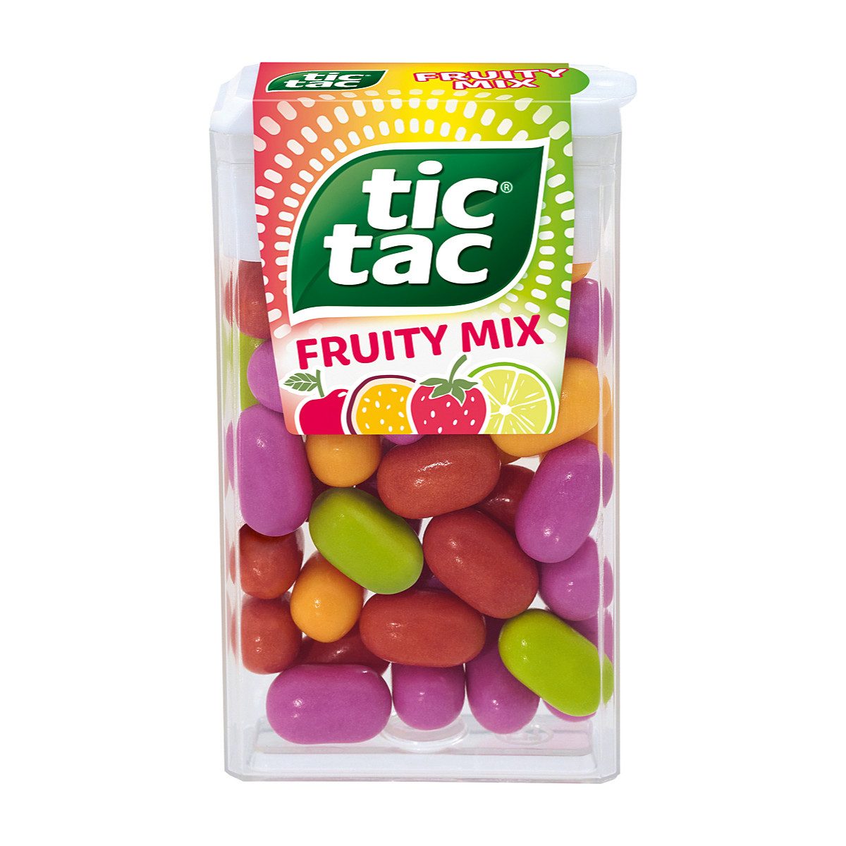 tic tac Süßigkeit, tic tac Fruity Mix Spender mit Dragees mit Fruchtgeschmack 18g