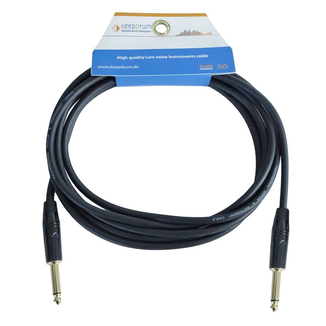 keepdrum keepdrum GC-004 3m Gitarrenkabel Klinke 6,3mm 2 Stück Instrumentenkabel, 6,35-mm-Klinke, (300 cm), 2 x Gitarrenkabel