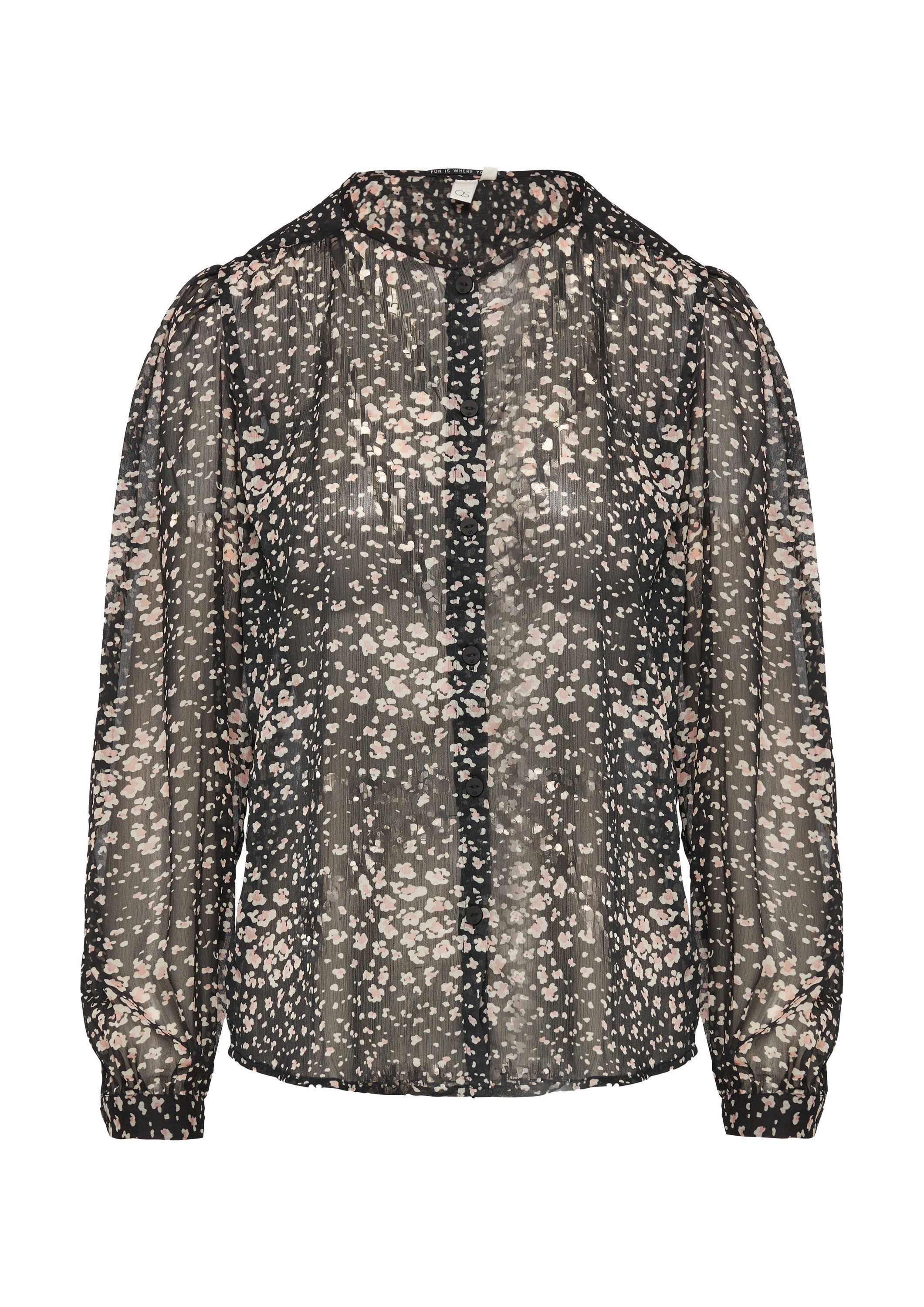 QS Langarmbluse Bluse Leicht transparente Chiffonbluse mit All-over-Print günstig online kaufen
