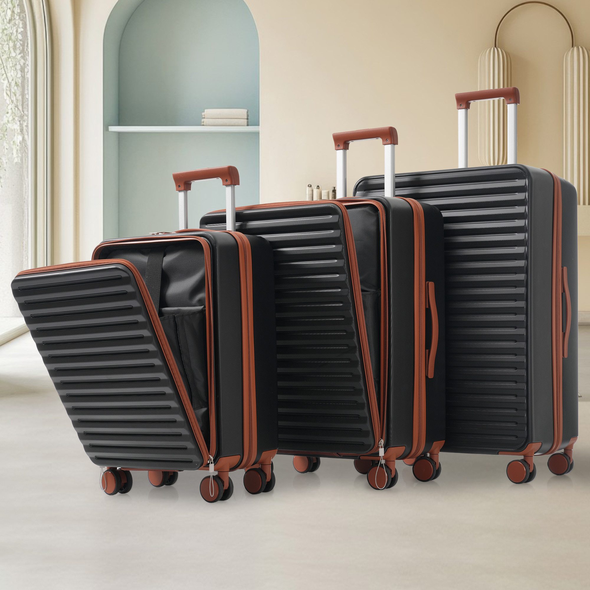 REDOM Trolleyset Gepäckset 3-teilig, Front-Öffnungs-Design(M&L), 4 günstig online kaufen