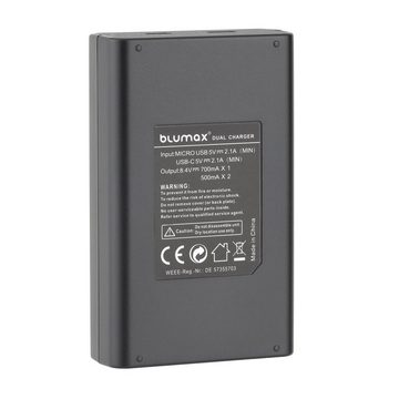 Blumax Dual LCD Ladegerät, für Sony NP-FW50 USB-C Kamera-Ladegerät