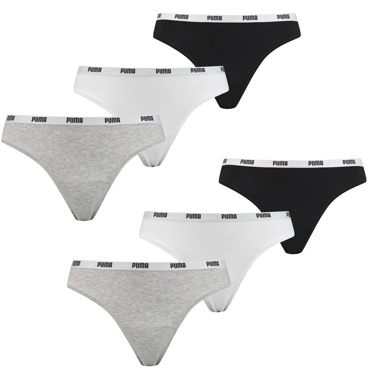 PUMA String Puma Damen String im 6-er Pack Mit Puma Logo im Bund