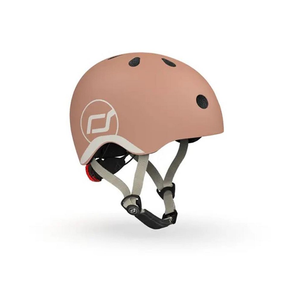 Scoot and Ride Kinderhelm Größe XXS-S Mocha - Schutzhelm, mit LED-Sicherheitslicht, in Braun