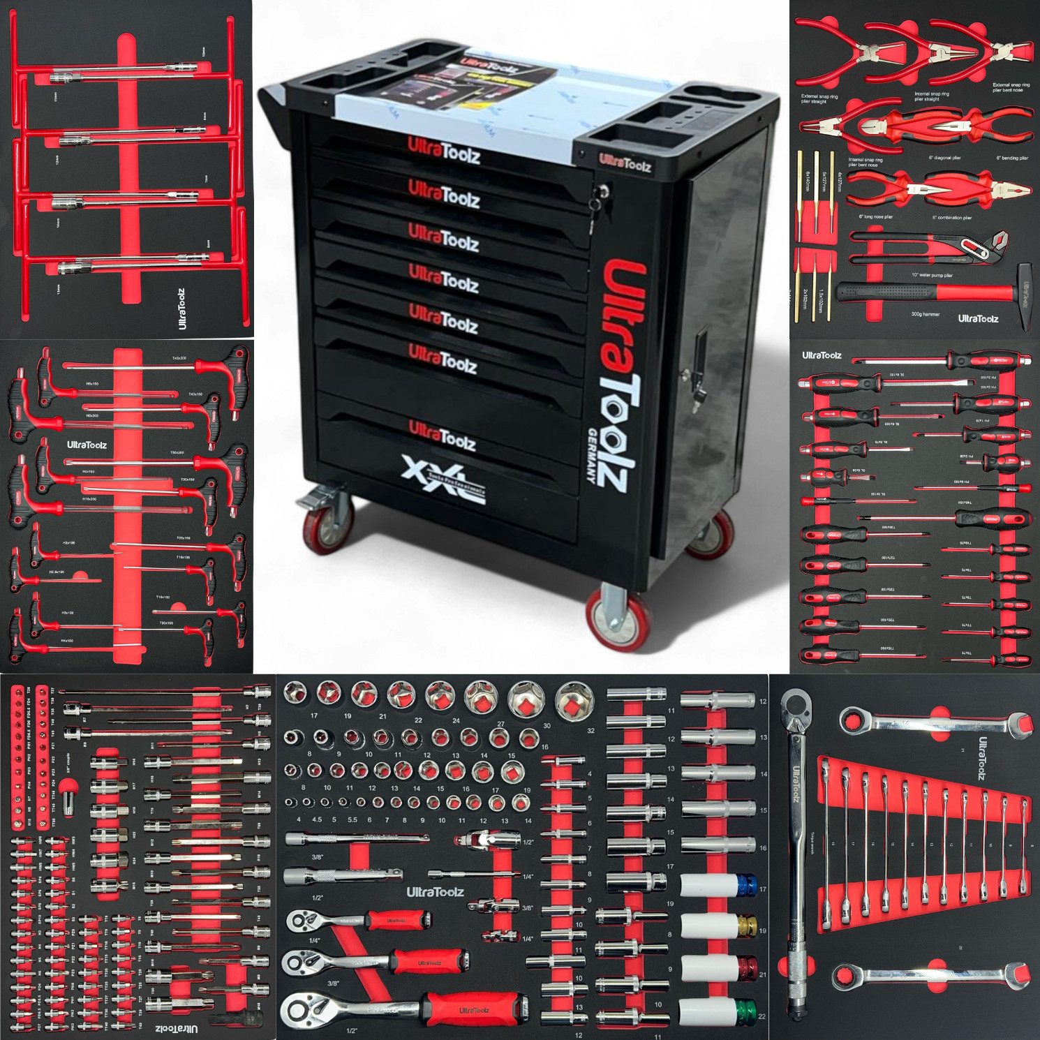 UltraToolz Werkzeugwagen Werkstattwagen befüllt 7/7 + Drehmomentschlüssel W günstig online kaufen