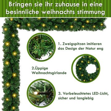 Kunstgirlande Tannenbaumgirlande künstlich, 500 cm lang Weihnachtsgirlande künstlich mit 100 LED warmweiß, Randaco, Deko Weihnachten Innen Außen Treppen Kamine Weihnachten