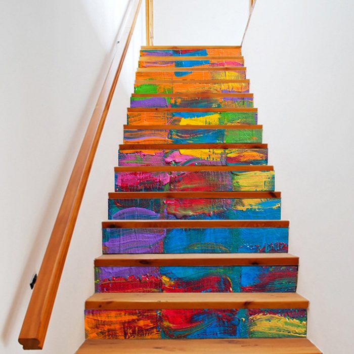 Leway Wandsticker 13 Stück Treppenaufkleber 3D Treppen Deko Aufkleber Ölfarbe (13 St)