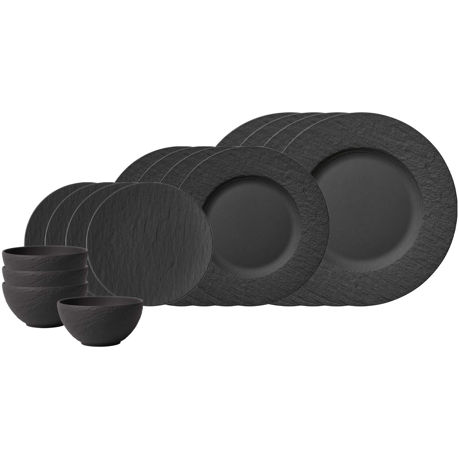 Villeroy & Boch Kombiservice Manufacture Rock Starter-Set (16-tlg), 4 Personen, Porzellan