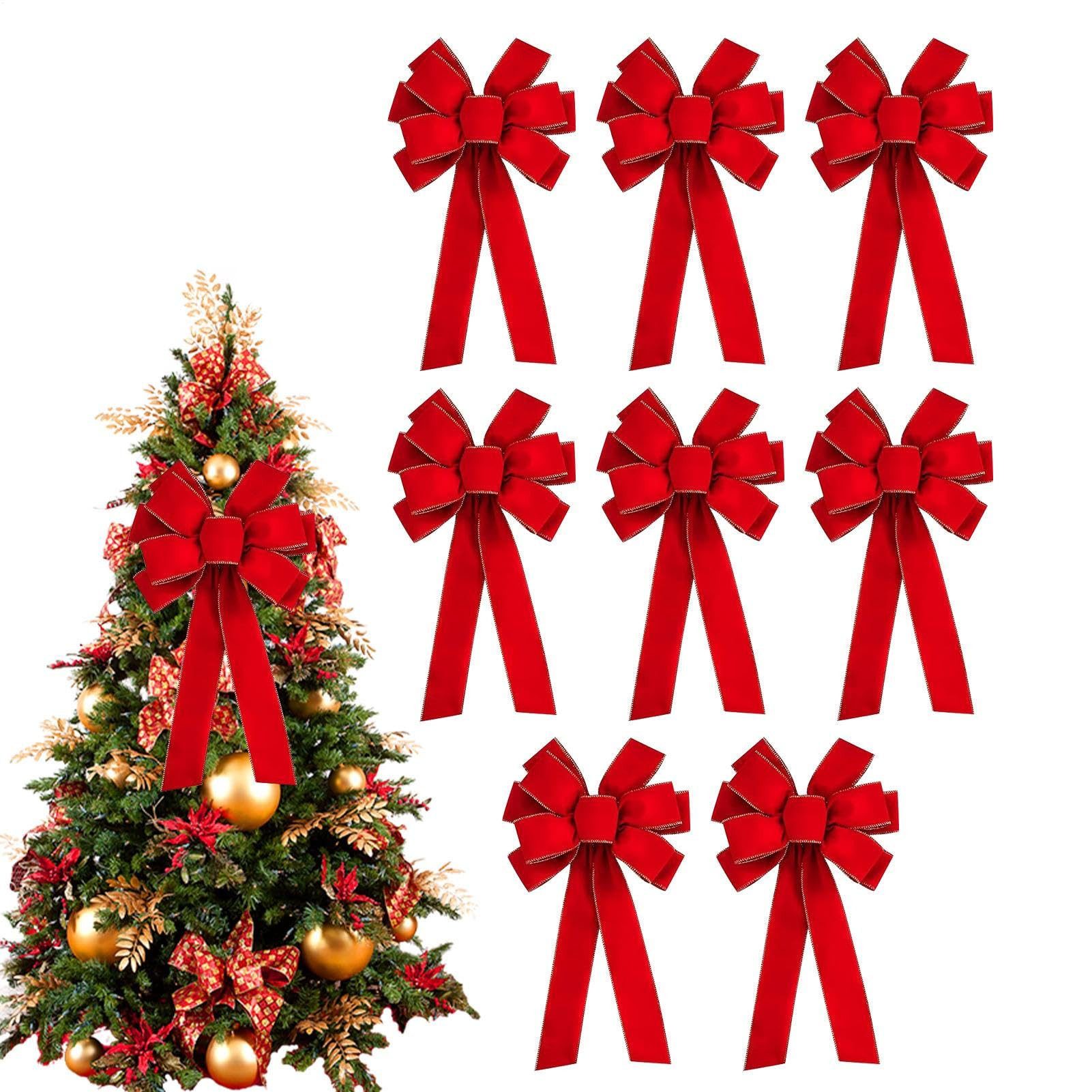 Coonoor Weihnachtsbaumschleife Geschenkschleife Groß, rote Schleifen als Weihnachtsbaumschmuck (10-tlg), für Weihnachten, Hauskranz, Zaun, Treppe, Geländer, Kamin