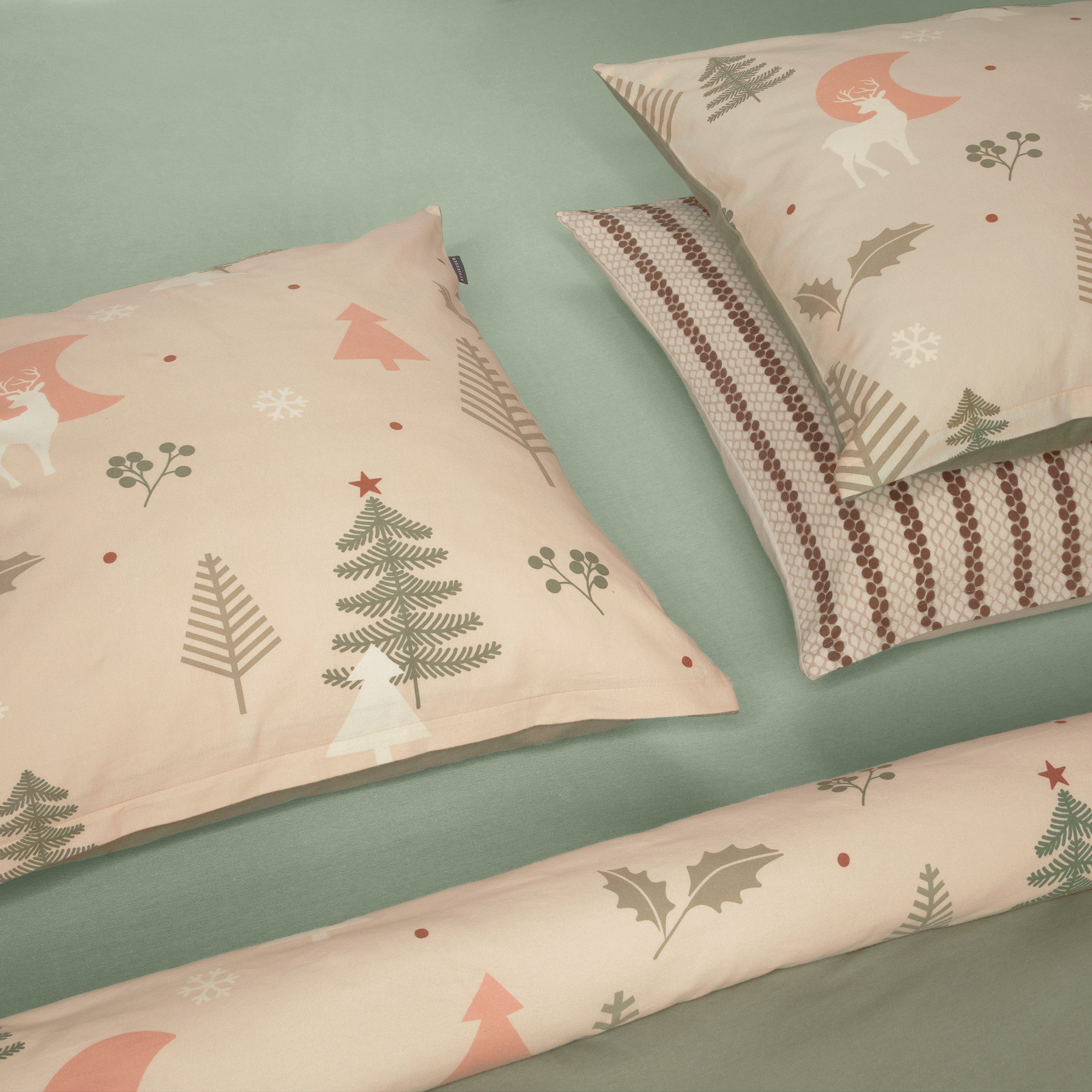 Schiesser Wendebettwäsche Gwen aus weicher Baumwolle mit Streifen, Feinbiber, 2 teilig, Made in Green