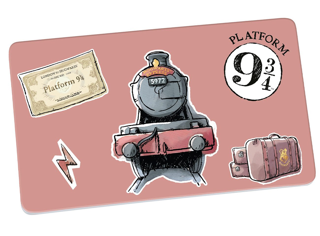 Geda Labels GmbH Frühstücksbrett HP Hogwarts Express Watercolor, Melamin, (1-St), Rosa, 23.5x14, Anti Rutschnoppen