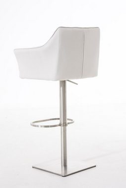 TPFLiving Barhocker Damaso (mit Rückenlehne und Fußstütze - Hocker für Theke & Küche), 360° drehbar - Gestell Edelstahl - Sitzfläche: Stoff Weiß