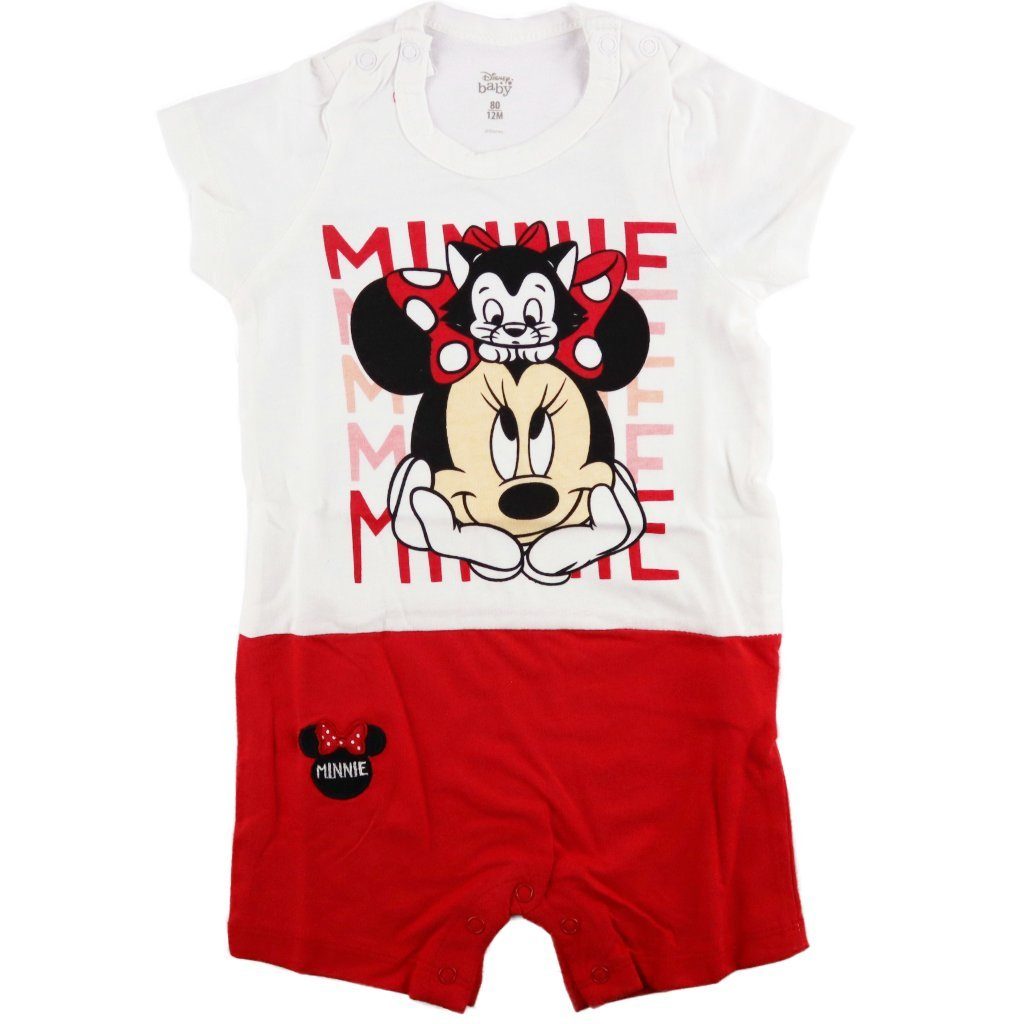 Disney Minnie Mouse Kurzarmwickelbody Minnie Maus Baby Kurzarm Body Strampler Gr. 62 bis 92, 100% Baumwolle Rot