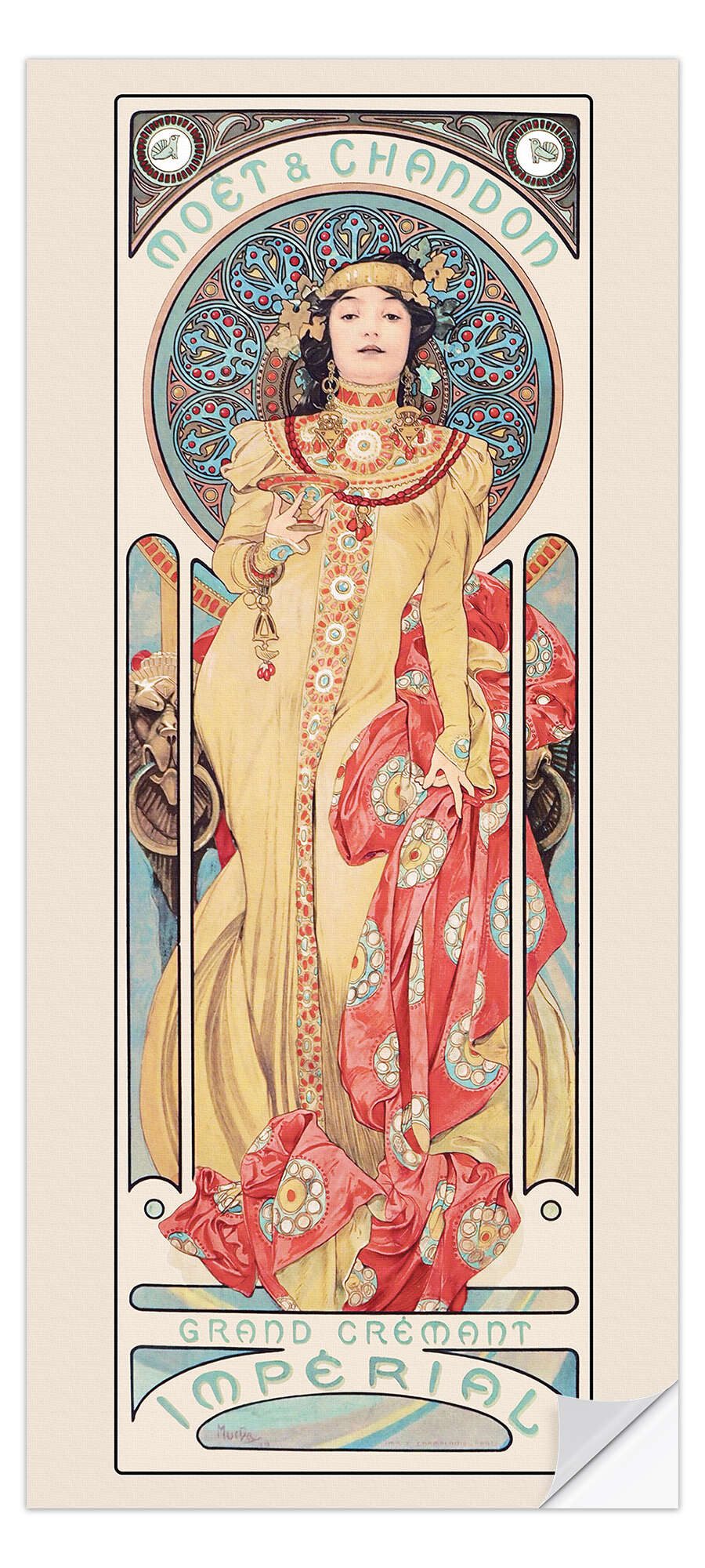 Posterlounge Wandfolie Alfons Mucha, Moët & Chandon, Grand Crémant Impérial, Wohnzimmer Vintage Malerei