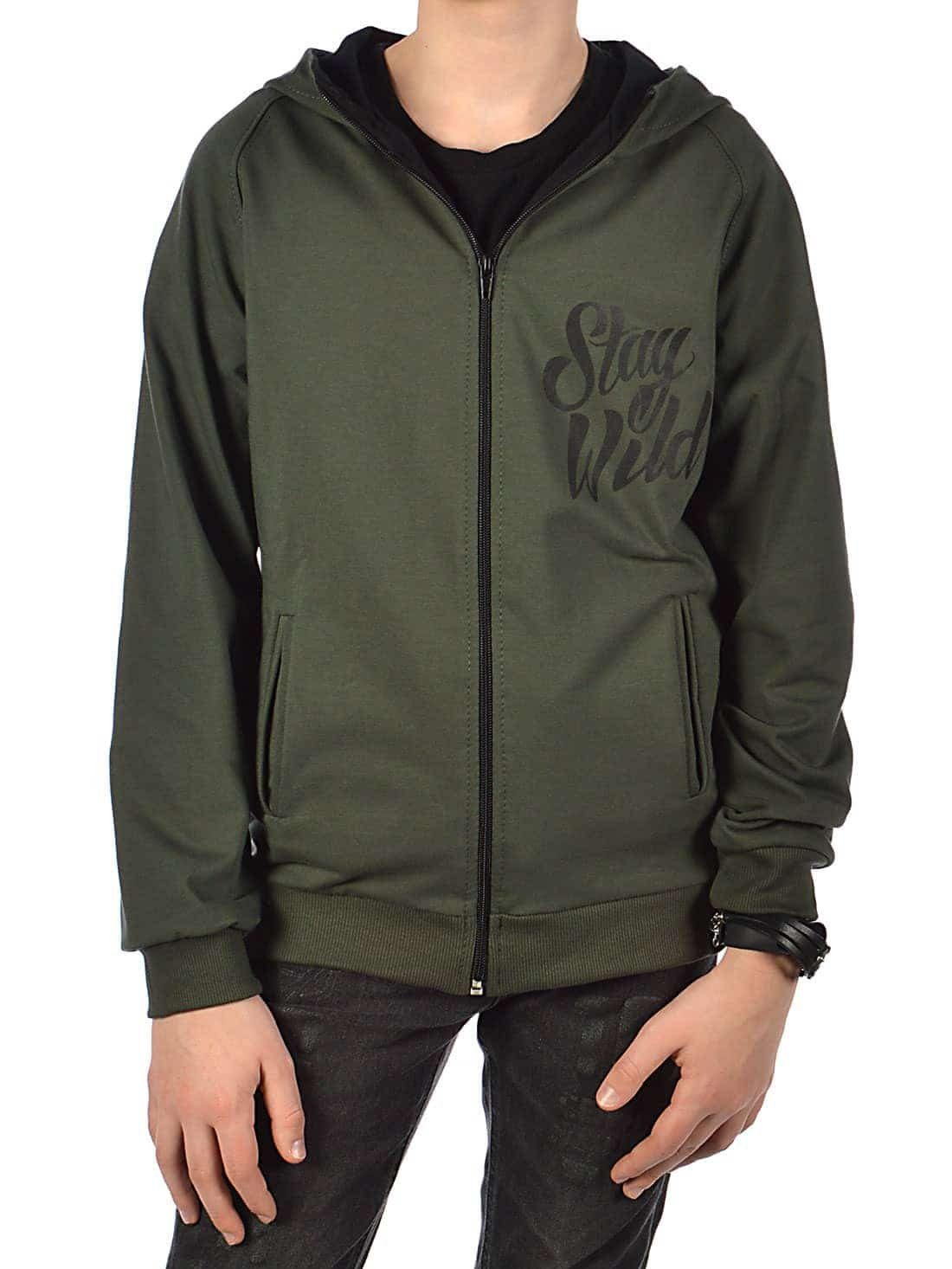 Kapuzensweatjacke Jungen Sweatjacke mit Logo Print