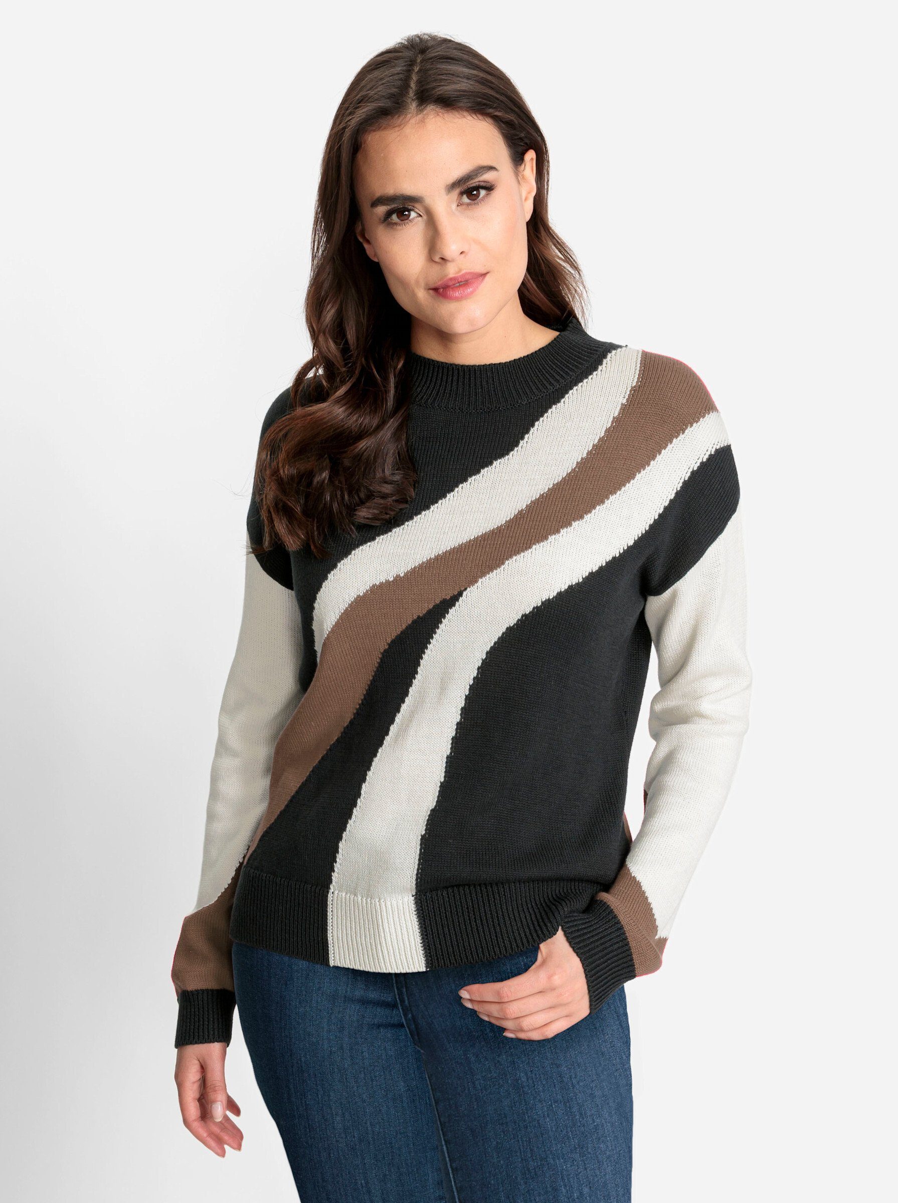 heine braun-schwarz-gemustert Strickpullover