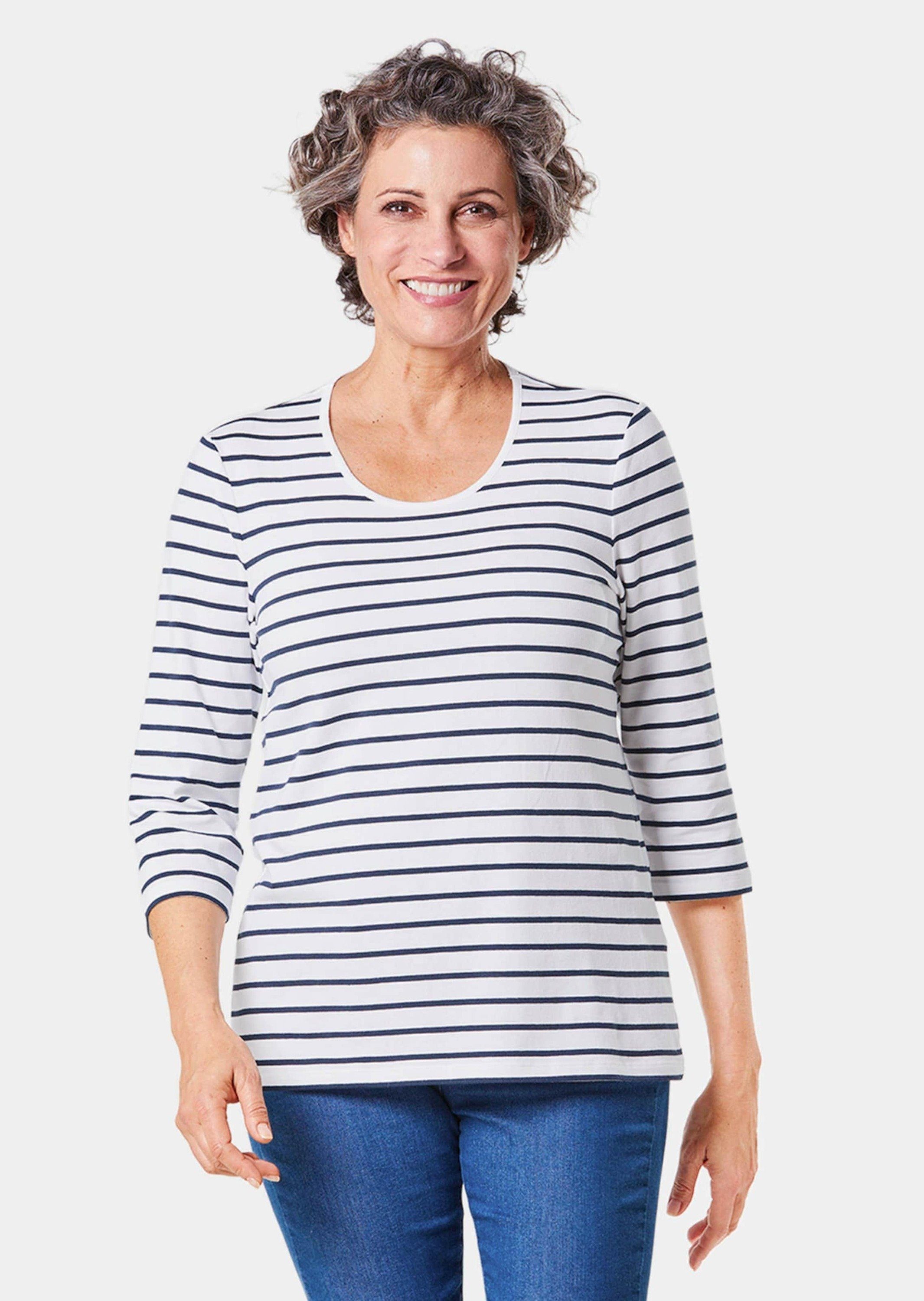 3/4-Arm-Shirt Buntgewirktes Ringelshirt