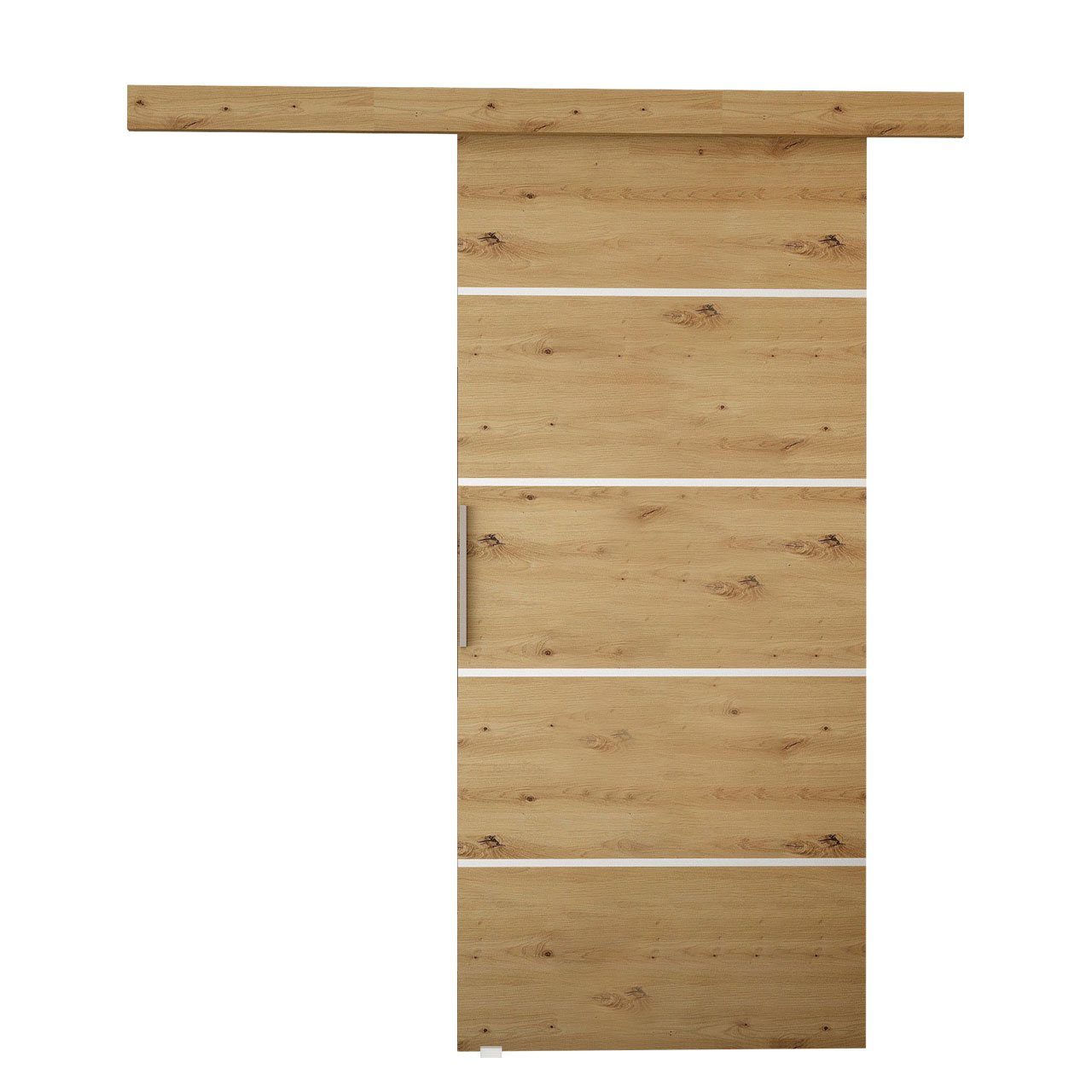 MIRJAN24 Schiebetür Rubi 70 III (Universell - Links / Rechts), Solide Aluminiumgriffe, Selbstschließsystem, Horizontale Streifen