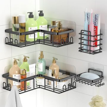 BlauCoastal Duschkorb 4 Stück Duschkorb set,Duschaufbewahrung (2 St., Badezimmer-Aufbewahrung, Badezimmer-Zubehörregal), Für Dusche, Schwarz