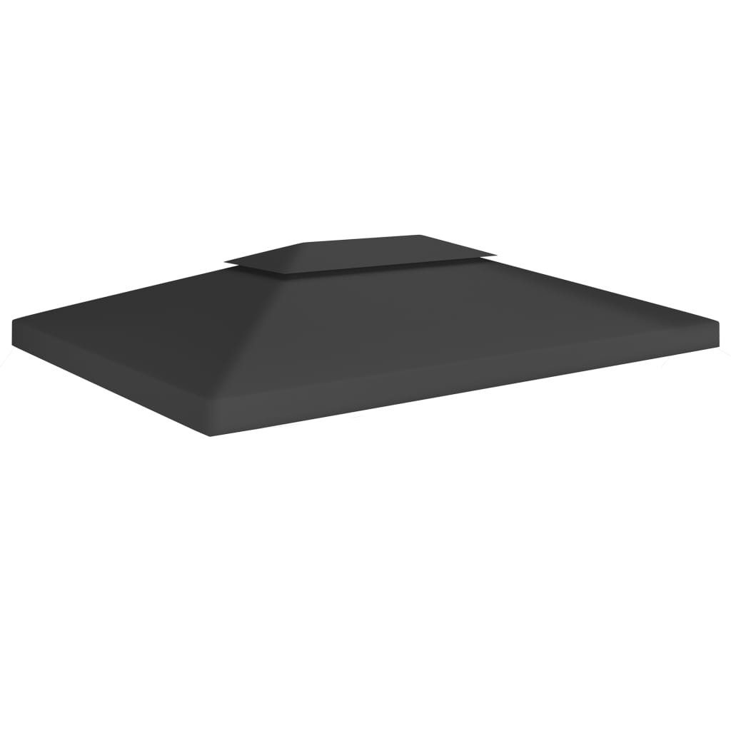 vidaXL Pavillon-Ersatzdach Pavillon-Dachplane mit Kaminabzug 310 g/m² 4x3 m Schwarz, 400 x 300 cm