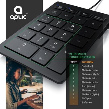 Aplic Tastatur (Numpad 22 Tasten, USB Keypad kabelgebunden, Ziffernblock, Kabel 1,50 m)