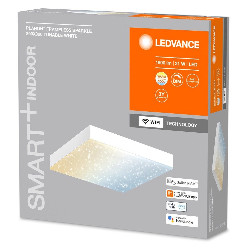 Ledvance LED Panel Steel, 21W, warmweiß, 850lm, 3000K, 300x300mm, smarthomefähig, warmweiß
