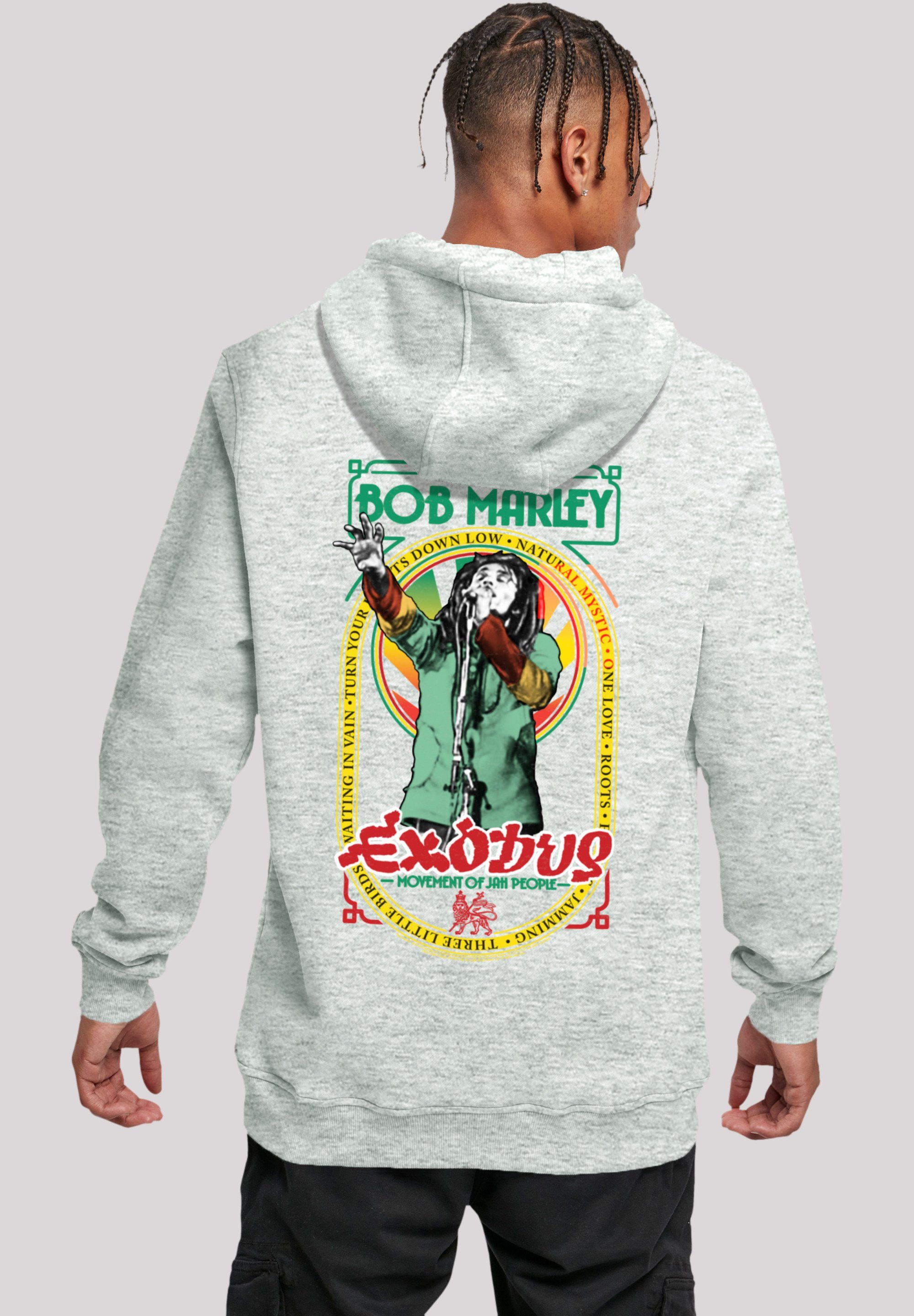 F4NT4STIC Hoodie Bob Marley Logo Exodus Qualität, Premium heather Singing Reggae Band, grey Music