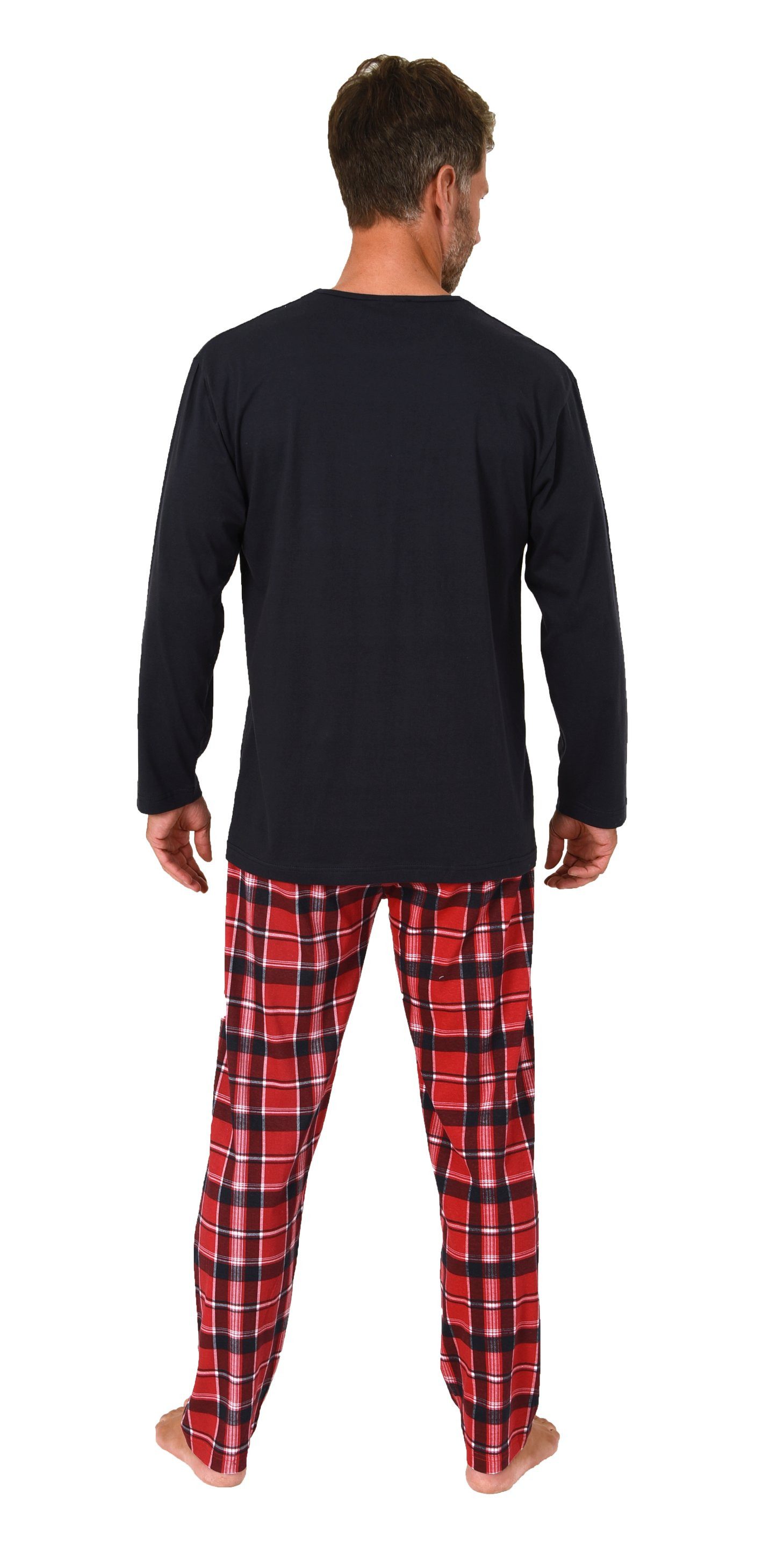 Normann Pyjama Herren Weihnachts Schlafanzug Pyjama mit lustigen Renntier Motiv – Bild 4 von 5