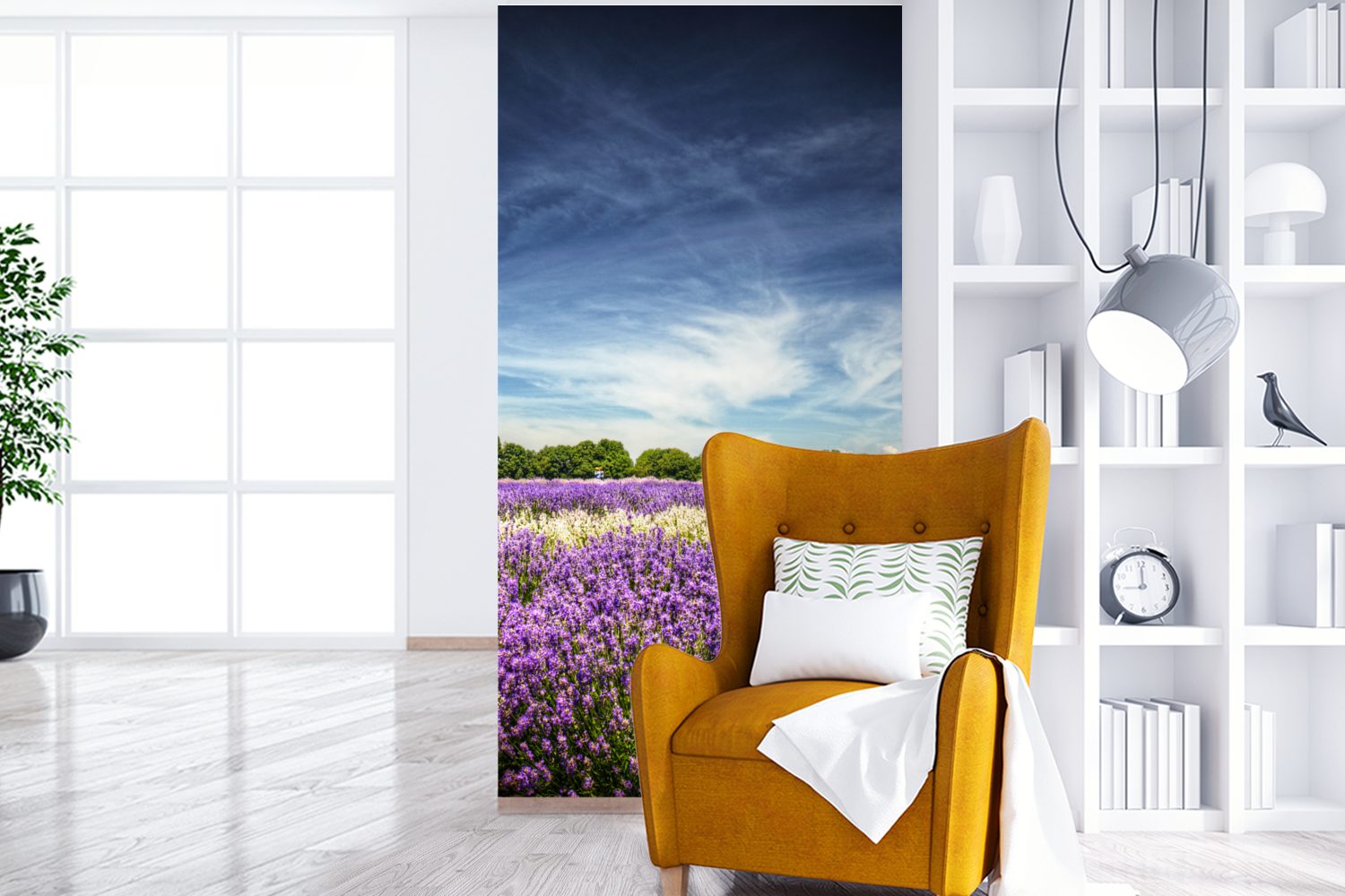 MuchoWow Matt, über Blauer Schlafzimmer Fototapete St), Himmel Lavendel Vliestapete Küche, Fototapete Wohnzimmer für der bedruckt, in (2 Natur,