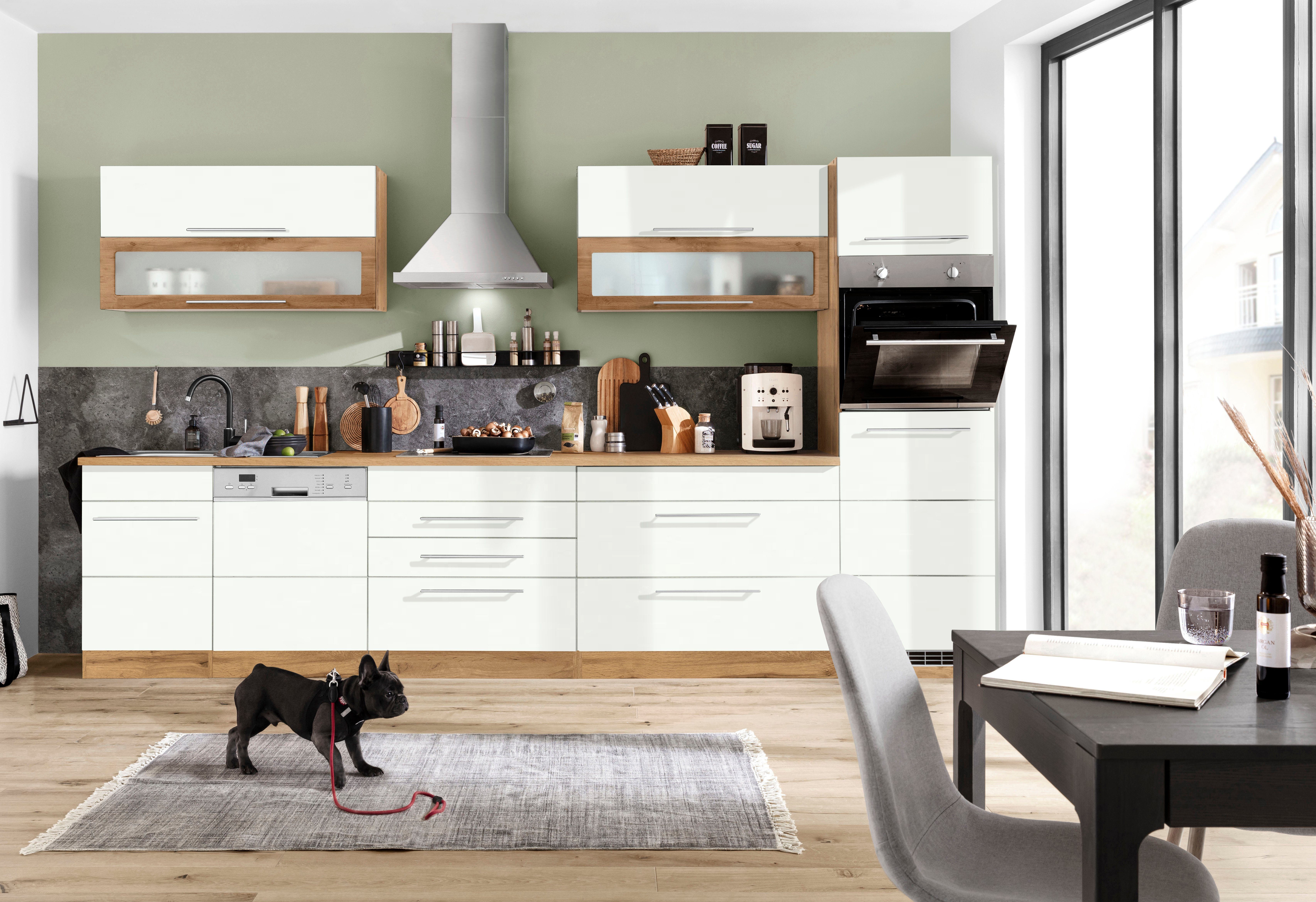 KOCHSTATION Küchenzeile KS-Wien, Breite 350 cm, wahlweise mit E-Geräten und Induktion