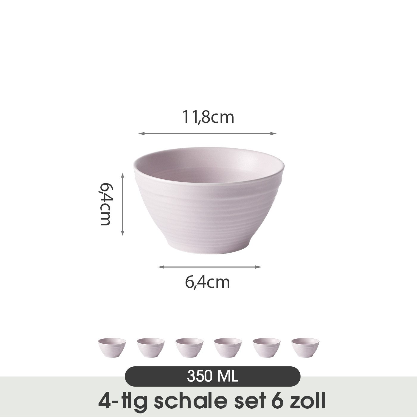 JIWOO Müslischale 6er Ø11,8cm, Frühstückschalen Eisschale Dessertschalen Schale, Keramik, (Schaleset, 6-tlg), Porzellan Hochwertiges Schalen Lila Mikrowellenofen Spülmaschine