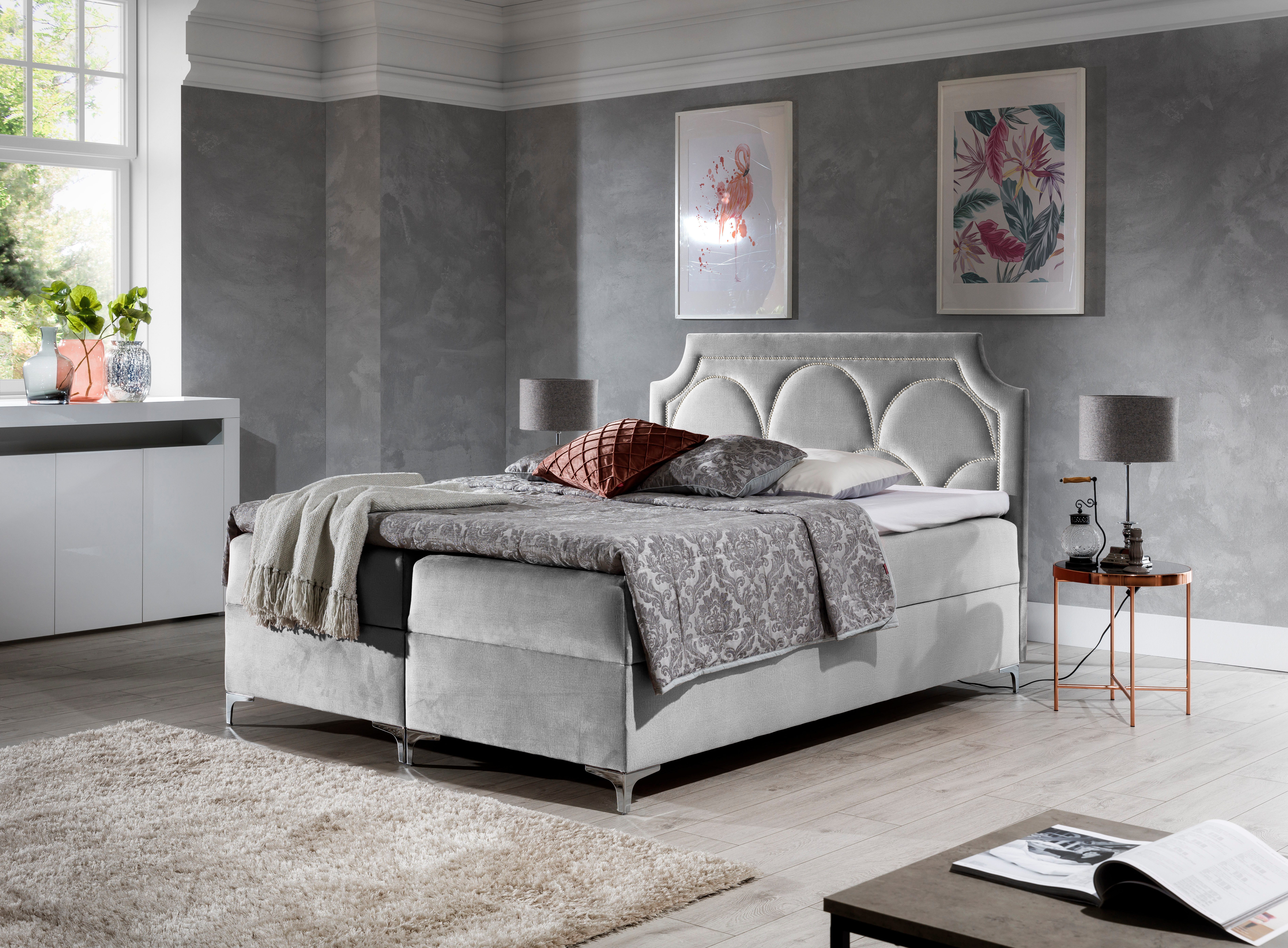 MF Design Boxspringbett Boxspringbett CASCHMIRE mit Bettkasten und Federautomatik, Vorhanden
