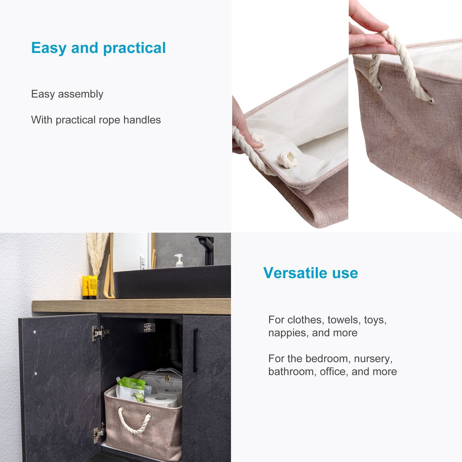 Intirilife Aufbewahrungskorb (1 St), Aufbewahrungskorb Organizer Henkel Aufbewahrungsbox für Regale Ablagen