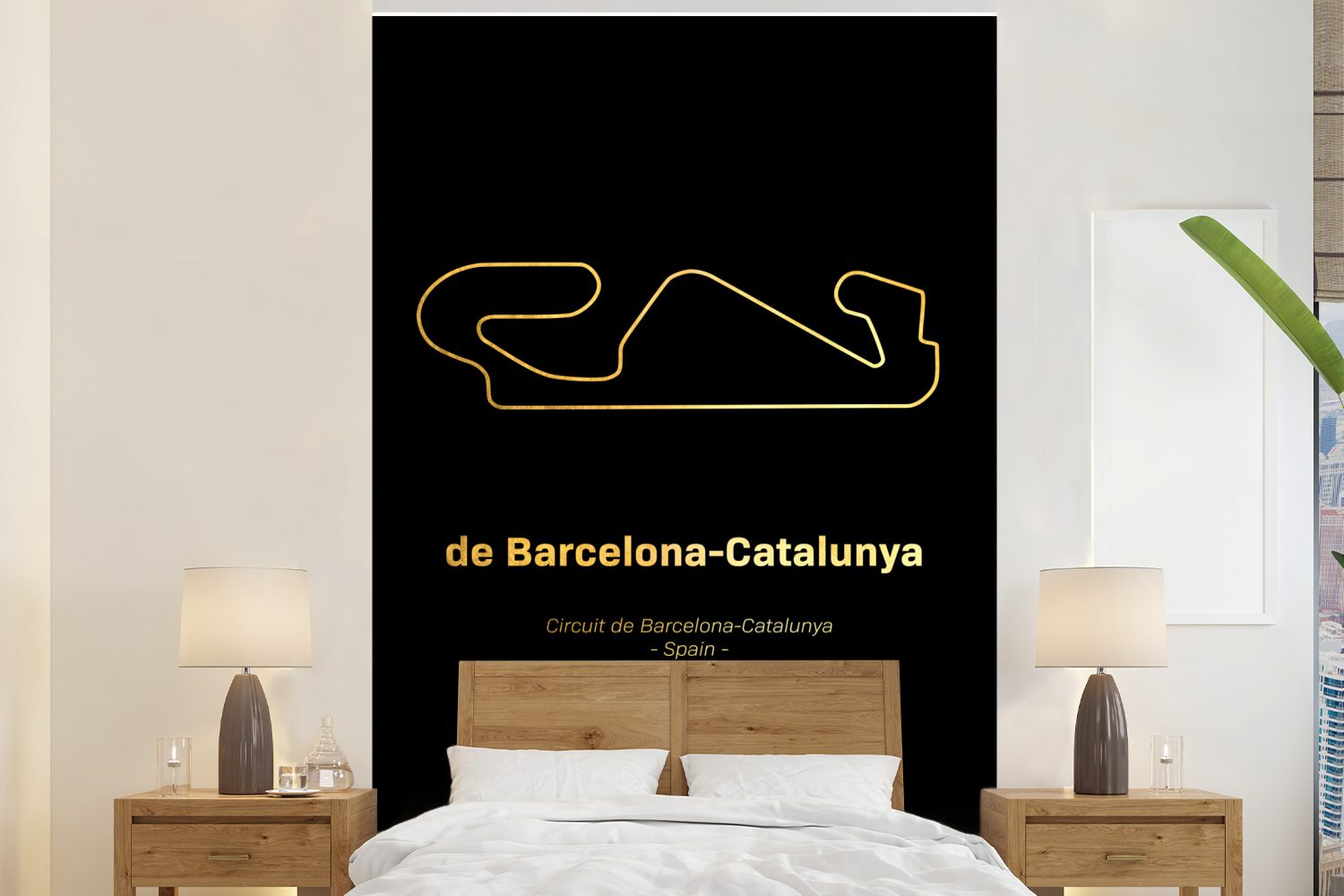 MuchoWow Fototapete Formel 1 - Rennstrecke - Barcelona, Matt, bedruckt, (3 St), Montagefertig Vinyl Tapete für Wohnzimmer, Wandtapete