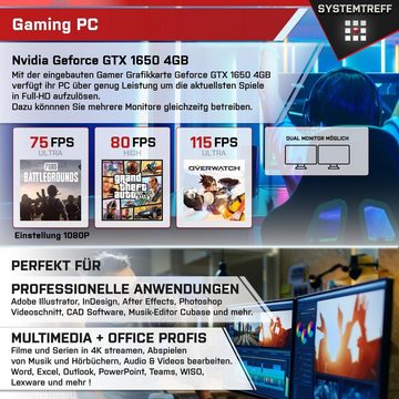 SYSTEMTREFF PC (Intel Core i3 12300, GeForce GTX 1650, 16 GB RAM, 512 GB SSD, Luftkühlung, Windows 11, WLAN)