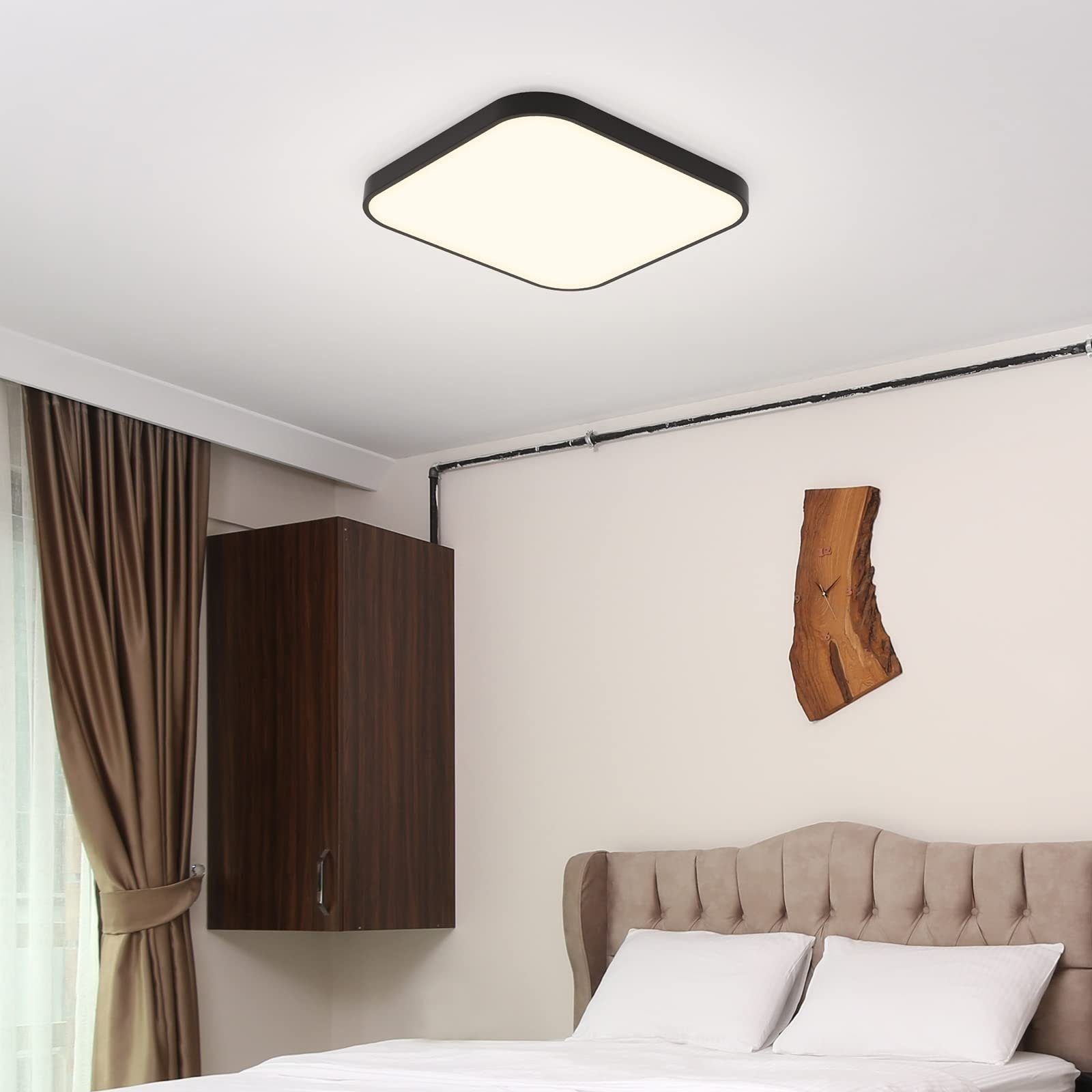 ZMH LED Deckenleuchte 27cm Quadratisch Flach 19W Wohnzimmer Schlafzimmer, LED fest integriert, 4000k, Spritzwassergeschützt Schlafzimmerlampe Quadratisch Küchen – Bild 4 von 5