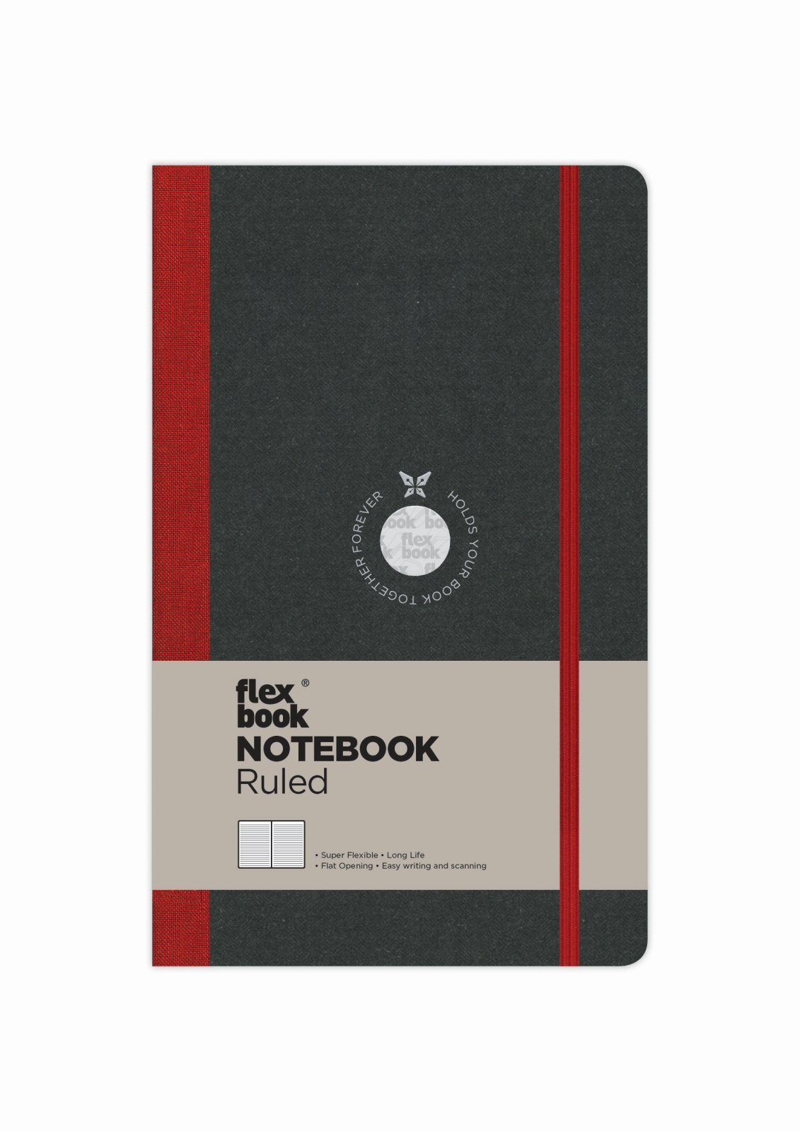Flexbook Notizbuch Flexbook Globel Notizbuch blanko/linierte Seiten Elastikband verschied 13 * 21 cm / Liniert / Rot