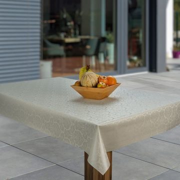 laro Tischdecke Wachstuch-Tischdecken Abwaschbar Blumen Beige Cream rechteckig