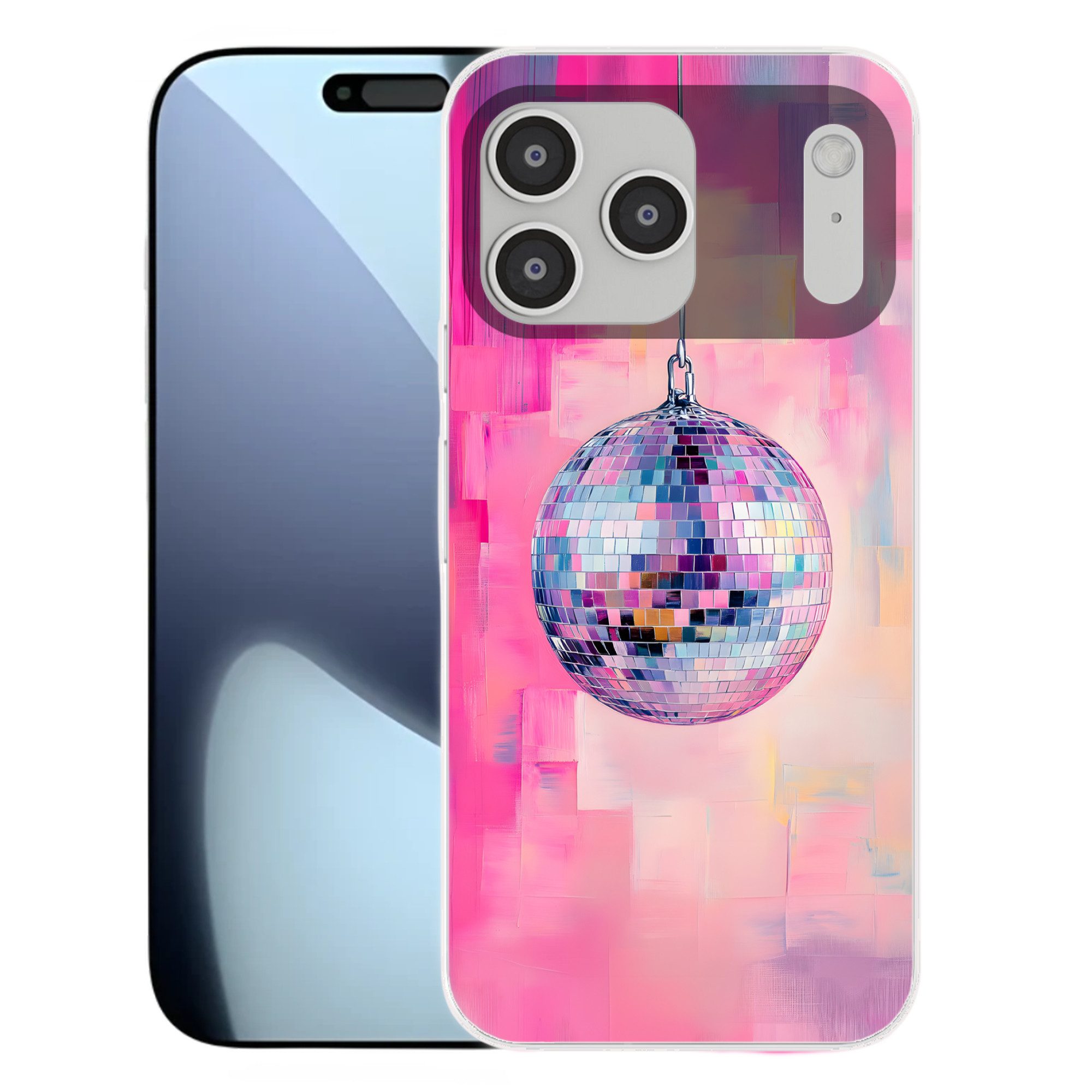 MuchoWow Handyhülle für Apple iPhone 17 Pro Max Discoball - Rosa - Farbe, Smartphone-Bumper, Print, Handy Schutzhülle Dünn