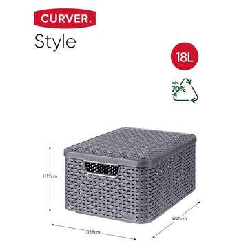 Curver Aufbewahrungsbox Aufbewahrungsbox mit Deckel Style M 18L Metallic Silbern (1 St)
