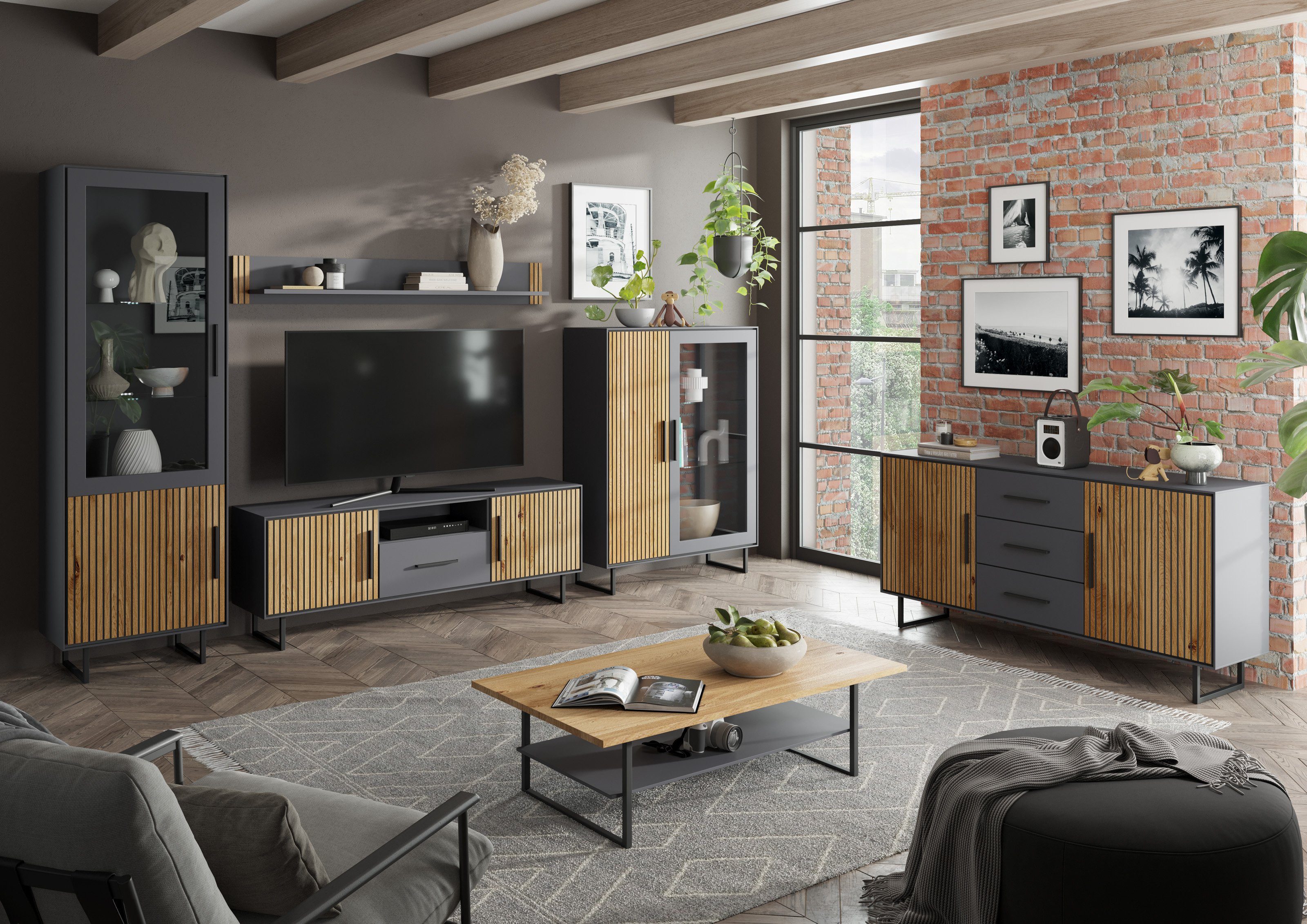ELFO Sideboard in Eiche / anthrazit, günstig online kaufen