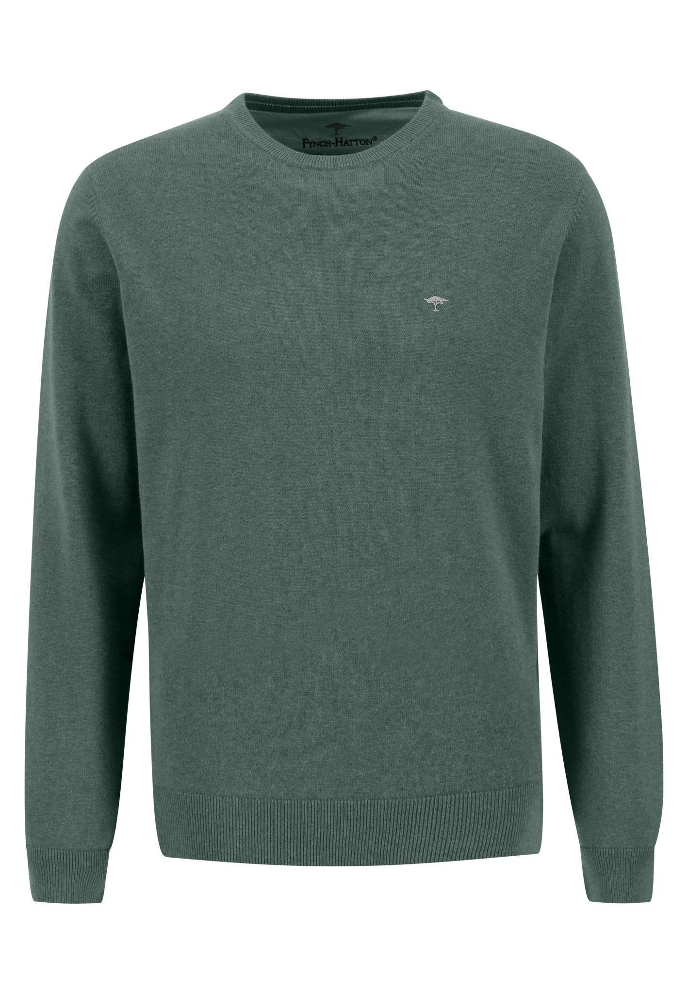 FYNCH-HATTON Strickpullover FYNCH-HATTON Langarmpullover (1-tlg) Logostickerei mit sage