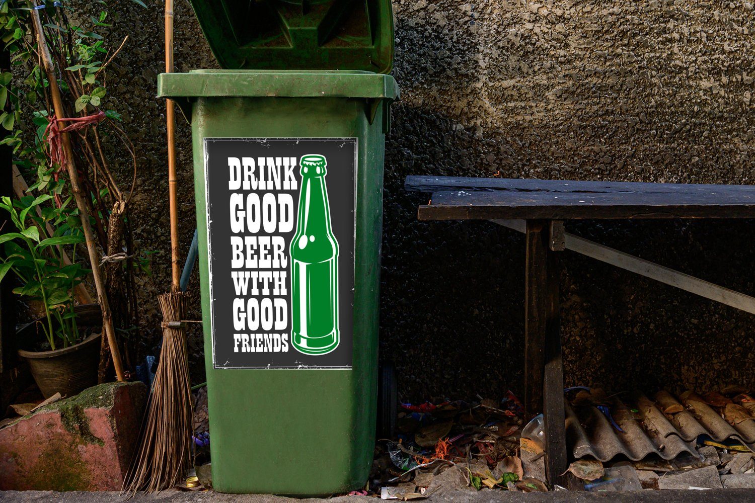 - Wandsticker St), Flasche Mancave (1 Sticker, - Abfalbehälter Bier Mülltonne, Mülleimer-aufkleber, Vintage Container, - MuchoWow